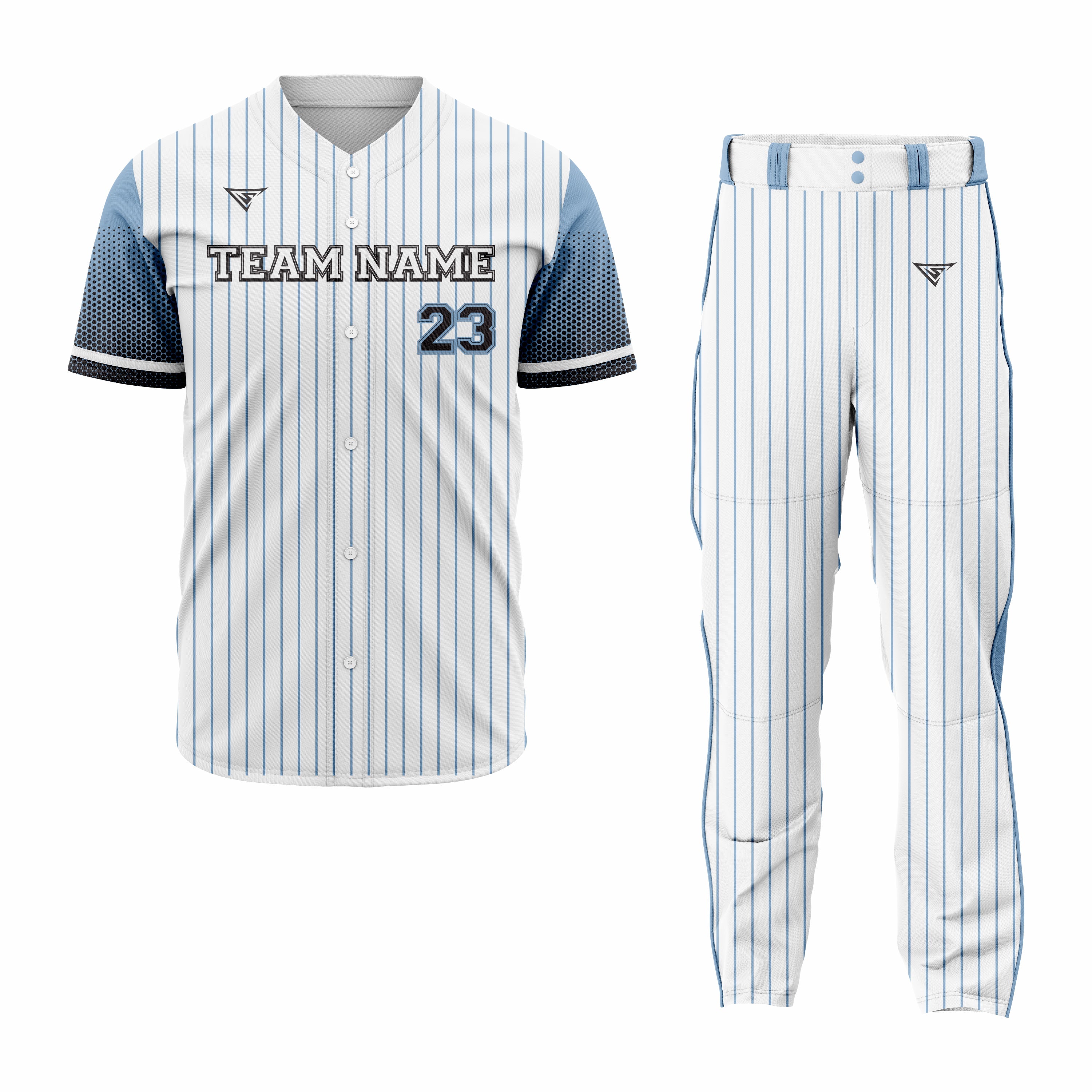 CUSTOM WHITE SKY BLUE BASEBALL UNIFORM