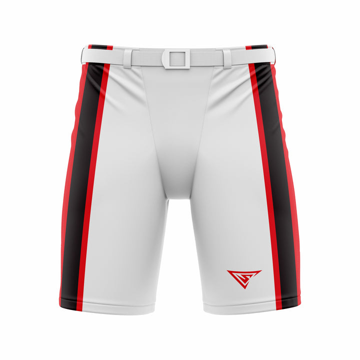Custom White Black Red Hockey Shell Short