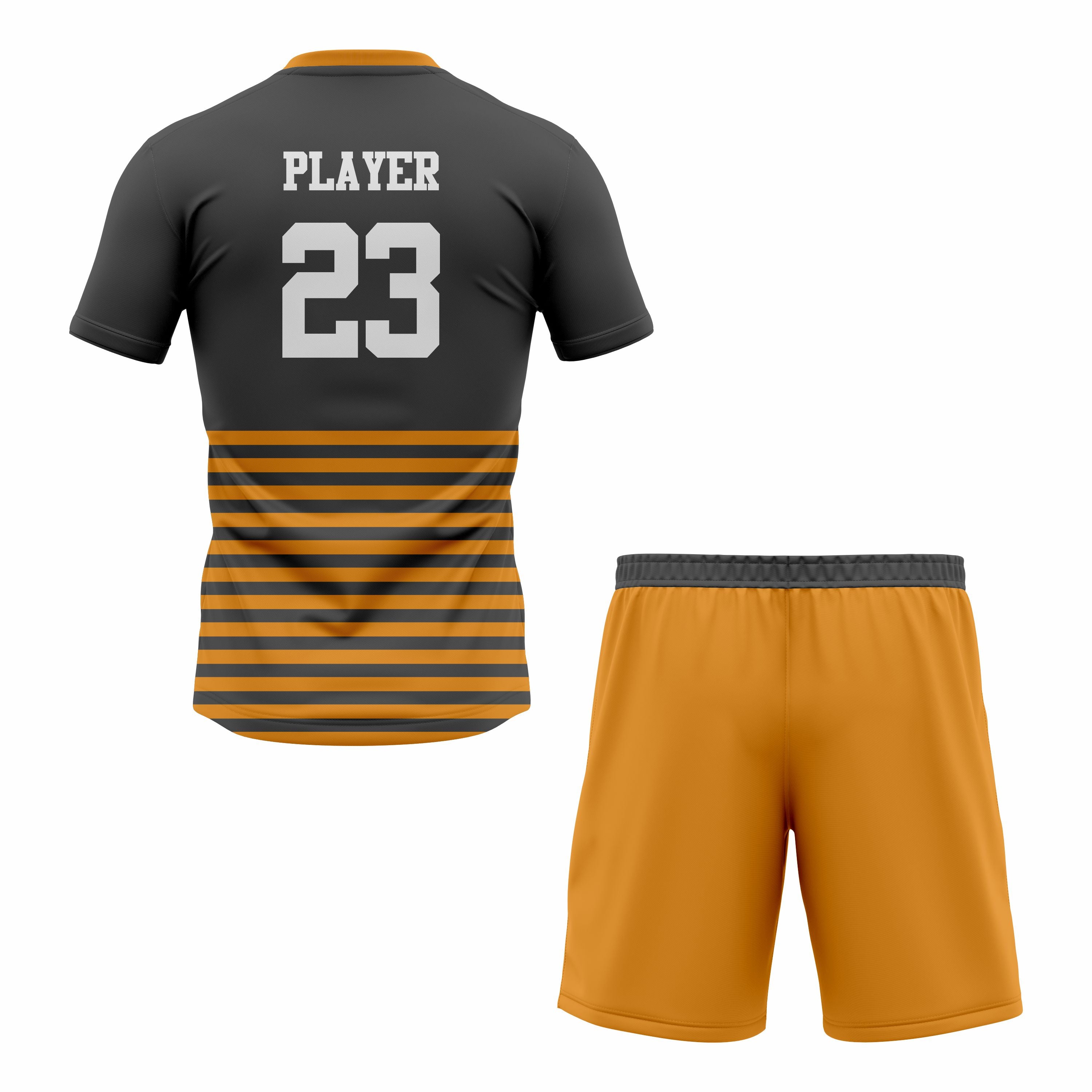 CUSTOM MUSTARD BLACK SOCCER UNIFORM