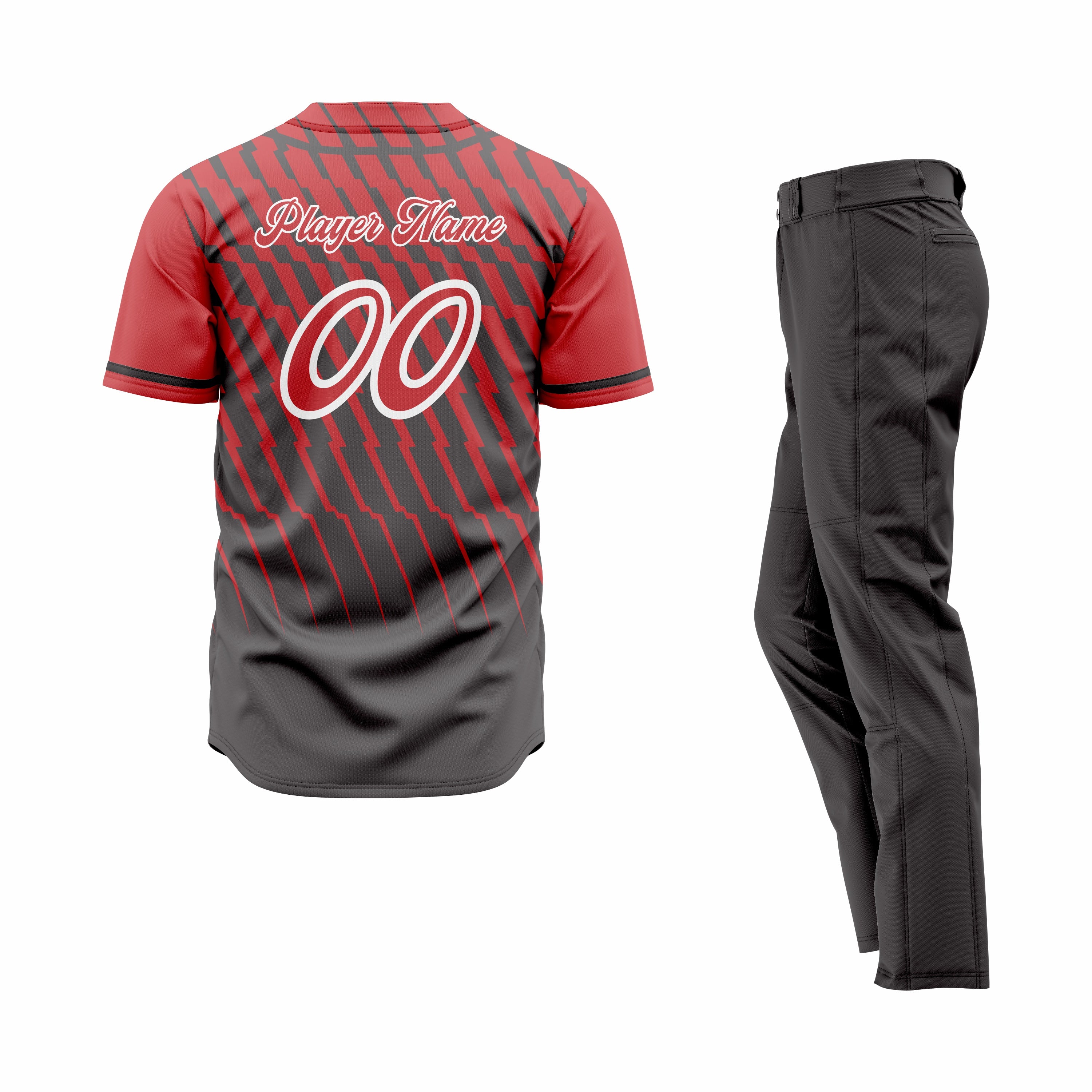 CUSTOM RED BLACK BASEBALL UNIFORM