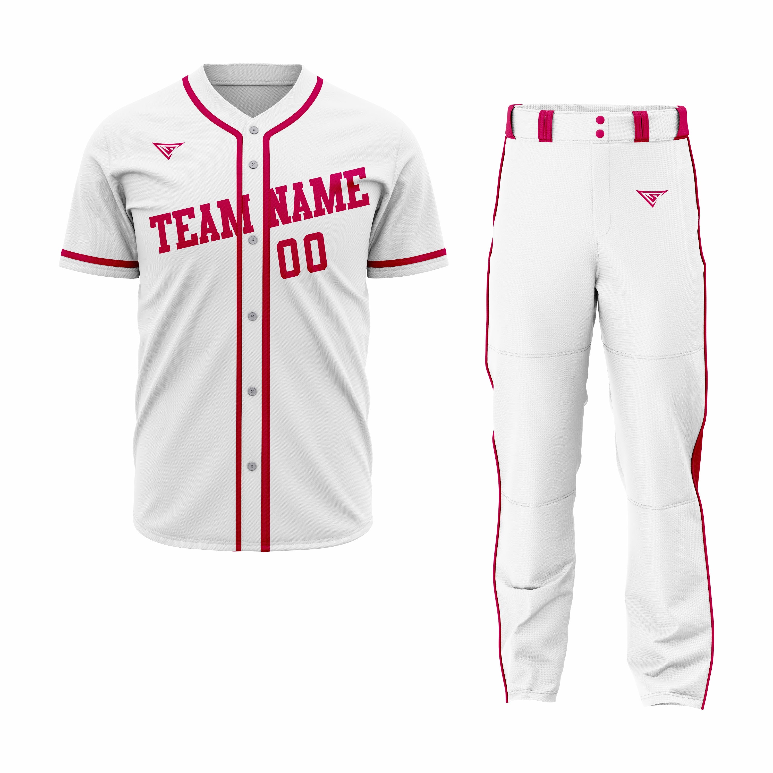 CUSTOM WHITE RED BASEBALL UNIFORM