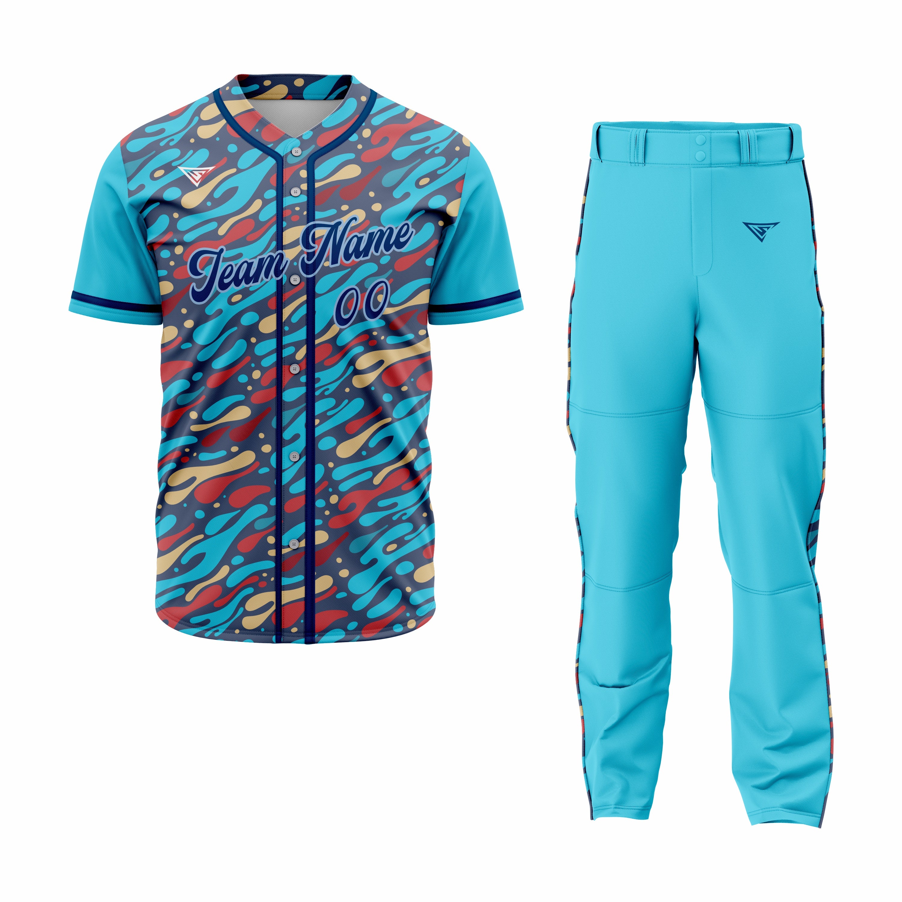 CUSTOM CYAN CAMO BASEBALL UNIFORM