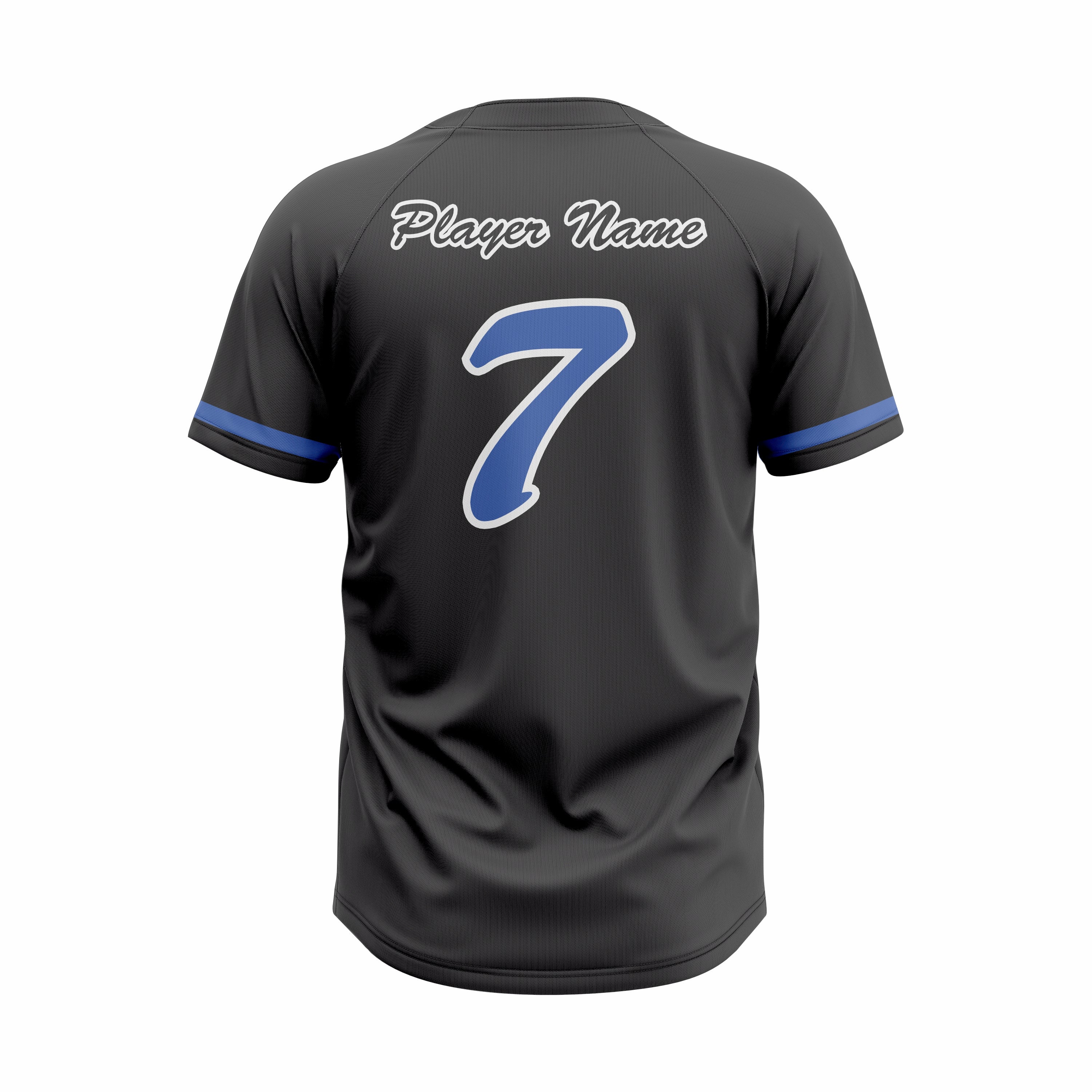 Custom Black & Blue Authentic Baseball two Buttons Jersey