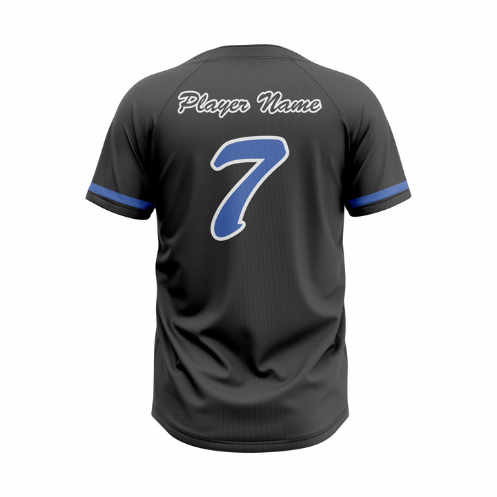 Custom Black & Blue Authentic Baseball two Buttons Jersey
