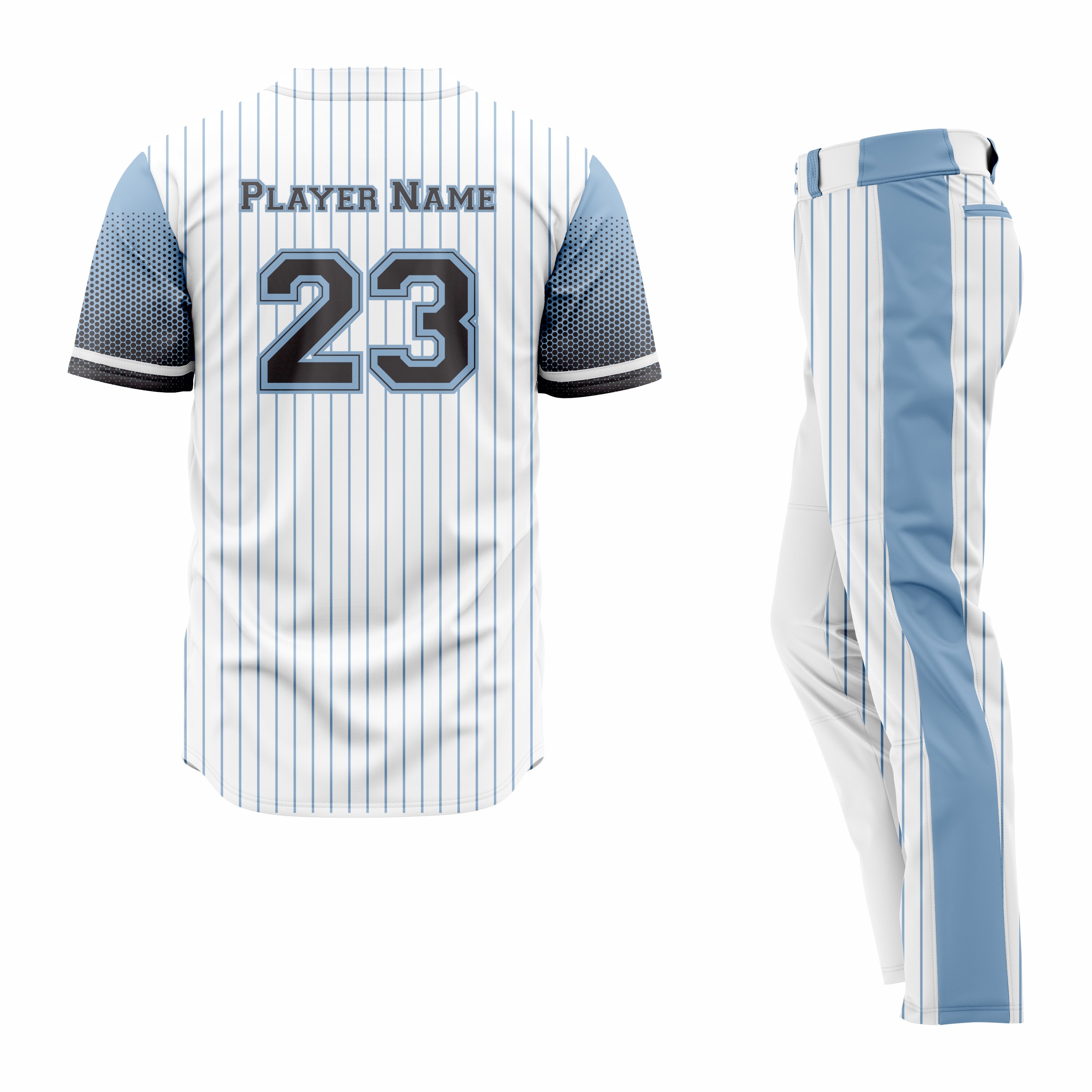 CUSTOM WHITE SKY BLUE BASEBALL UNIFORM
