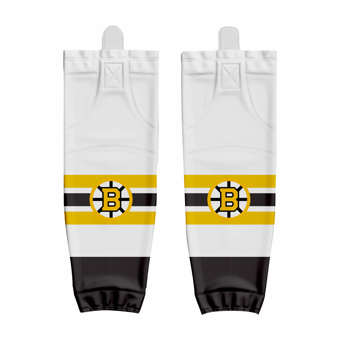 Custom White Yellow Hockey Socks