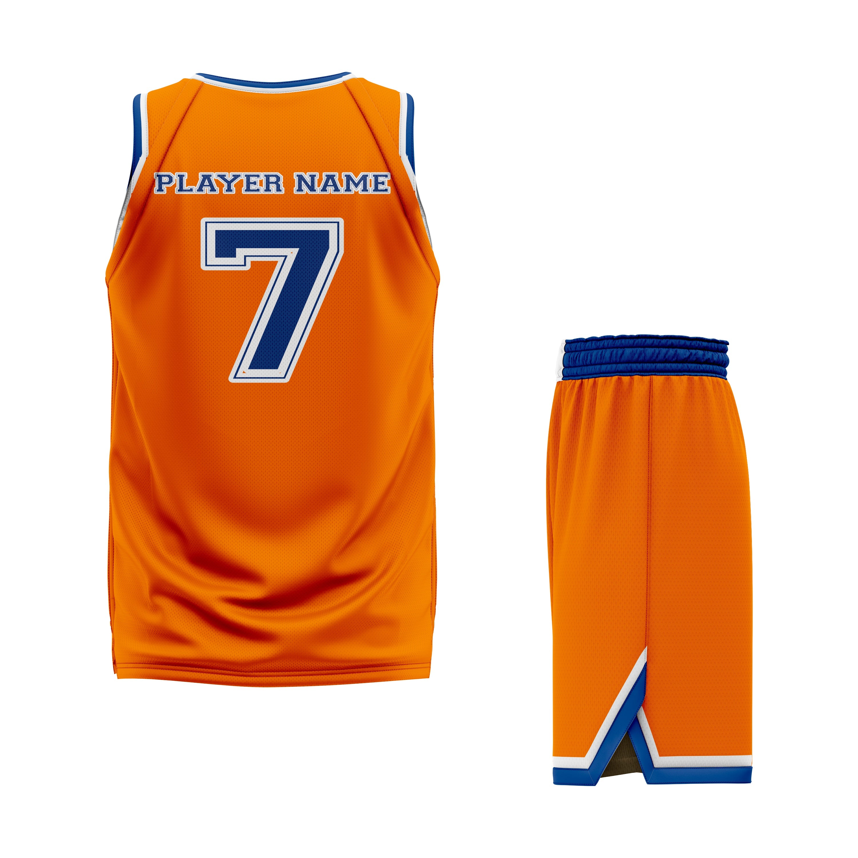 CUSTOM BLUE ORANGE BASKETBALL UNIFORM