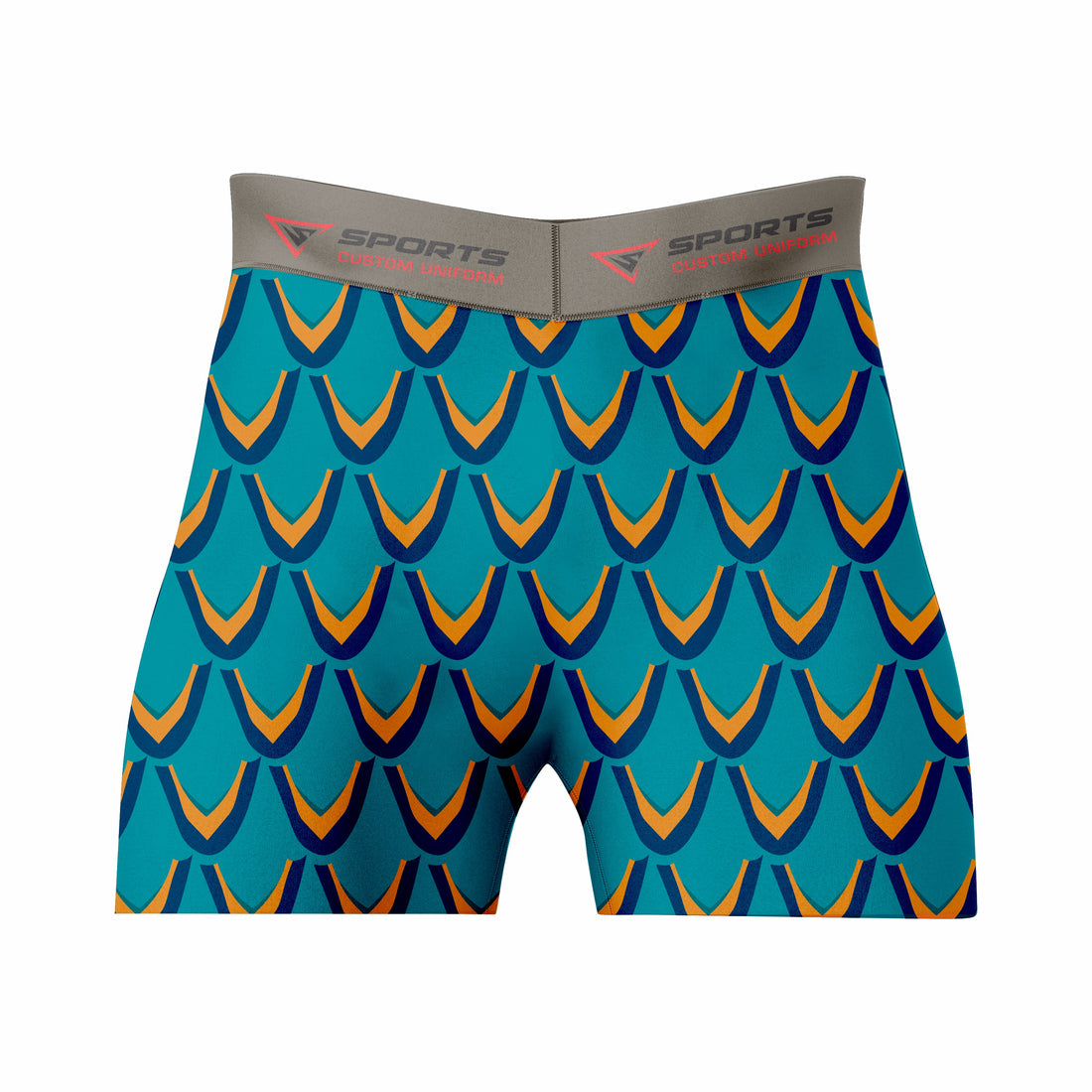 Custom Teal Yellow Gray Authentic Compression Short