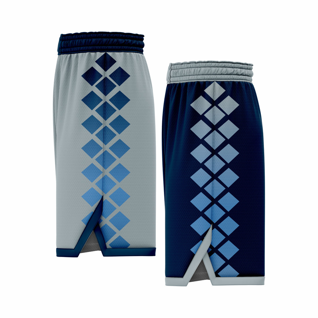 Custom Dark Blue, Teal & Cyan Reversible Double Side Sublimation Basketball Short