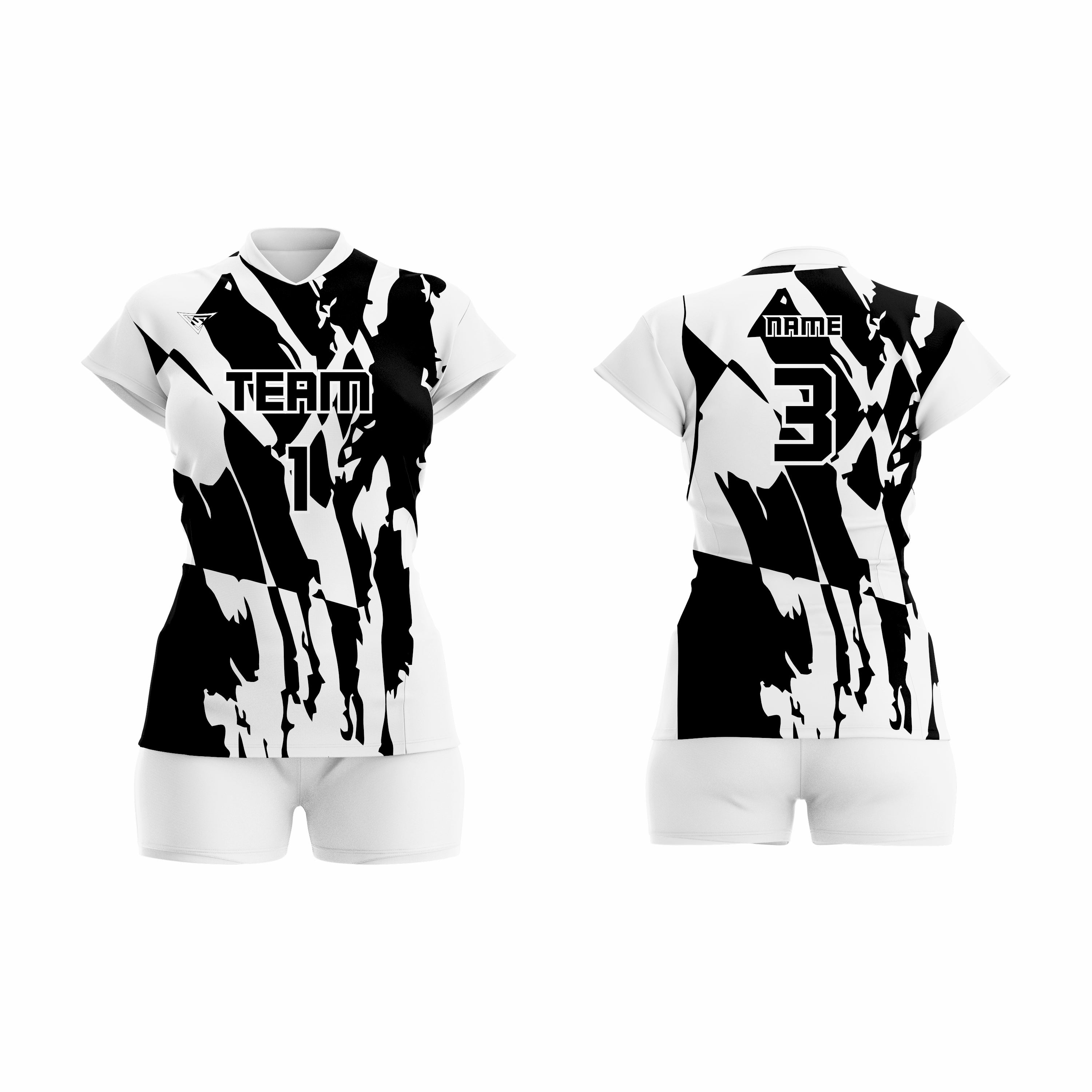 Custom Black white Women Volleyball Team Uniform