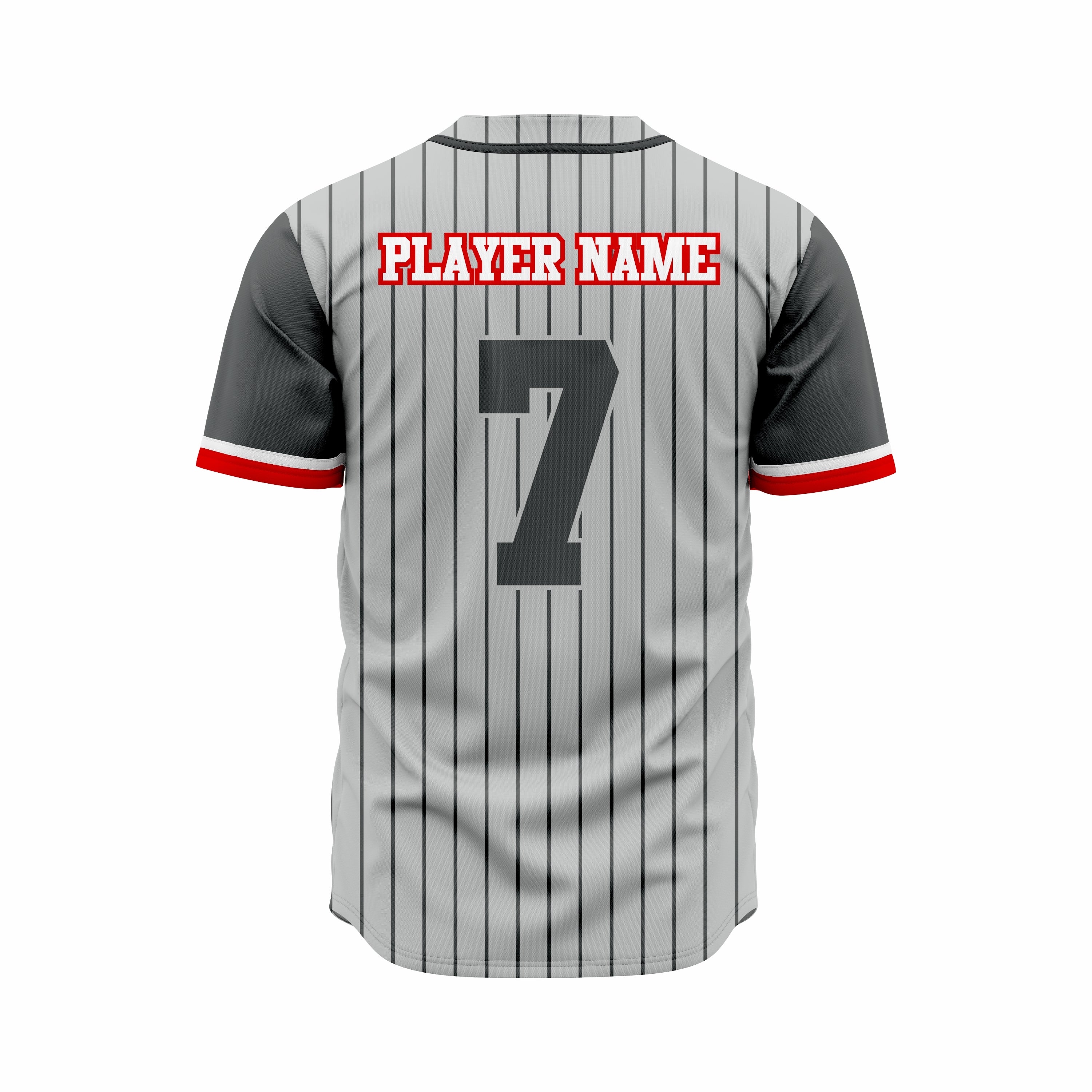 Custom Grey, Black & Red Authentic Softball full Buttons Jersey