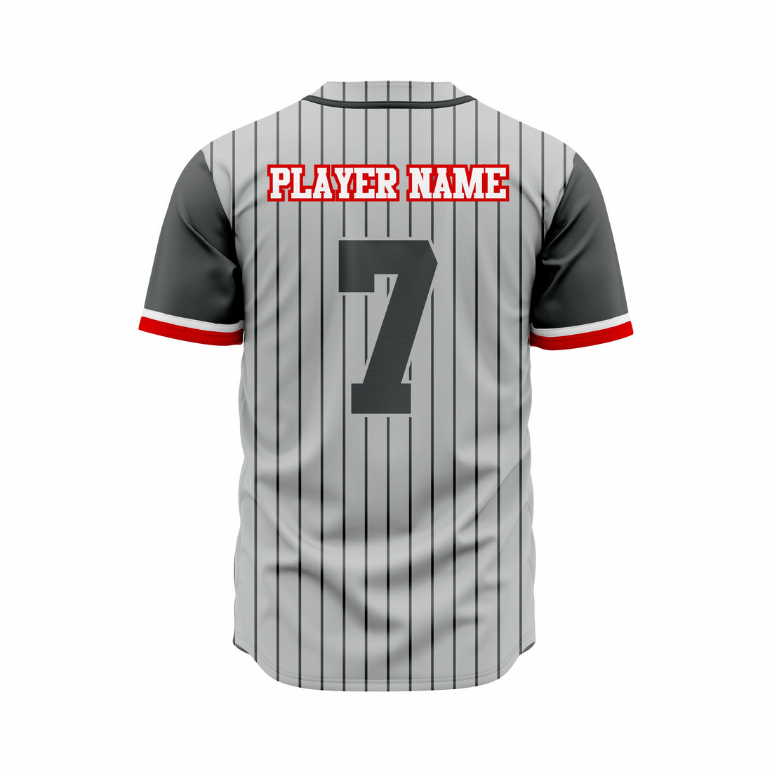 Custom Grey, Black & Red Authentic Softball full Buttons Jersey