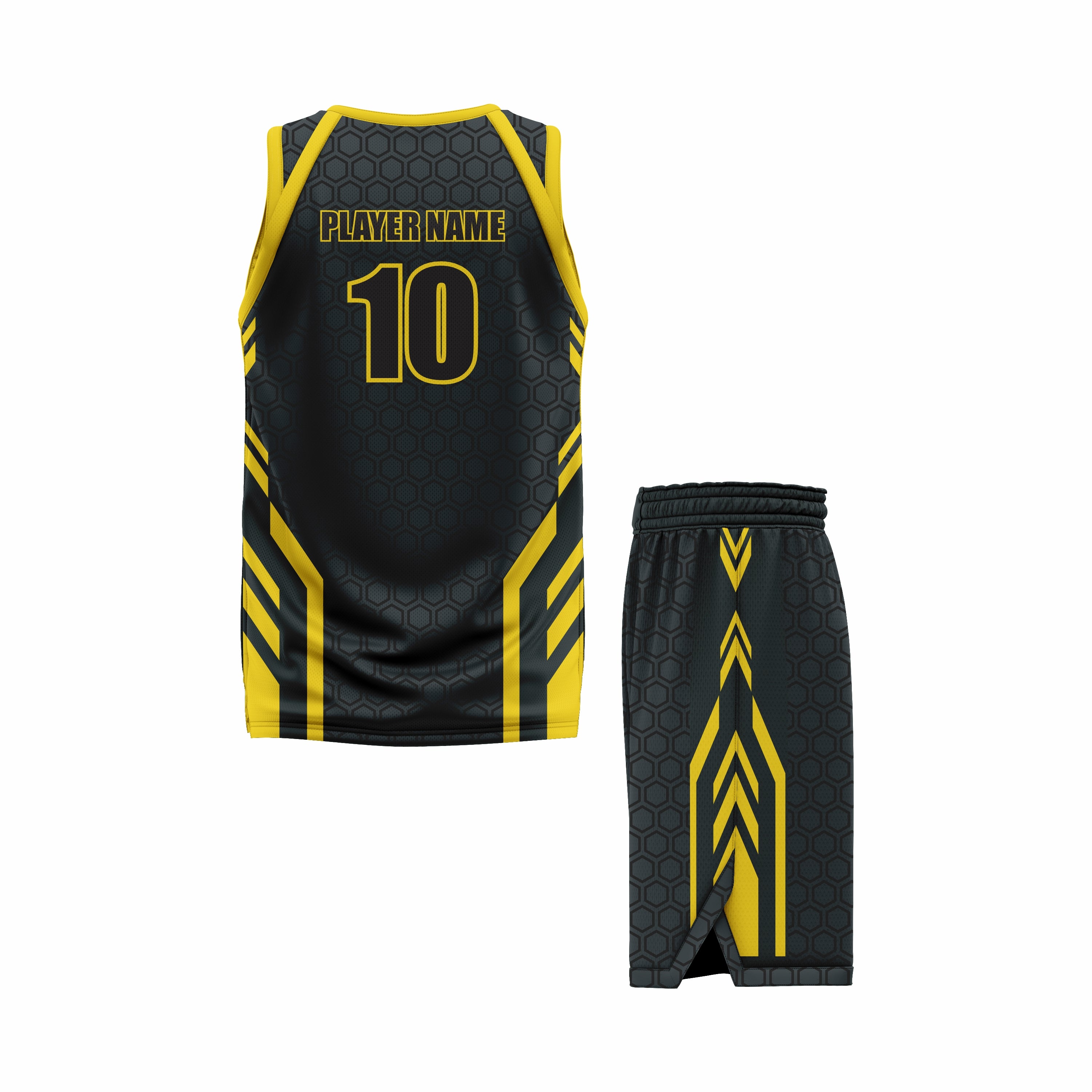 CUSTOM YELLOW BLACK BASKETBALL UNIFORM
