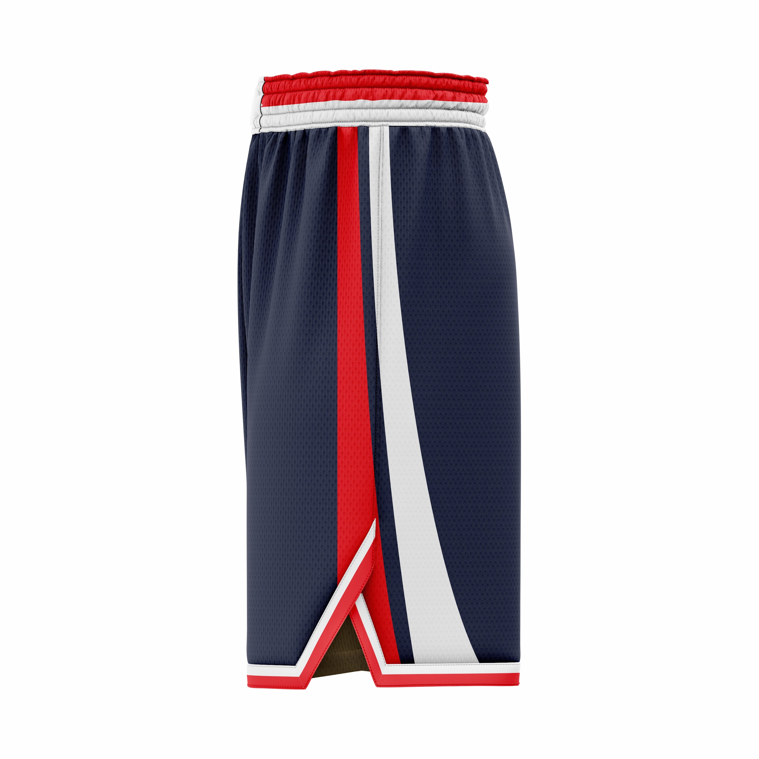 Custom White Red Navy Authentic Basketball Shorts