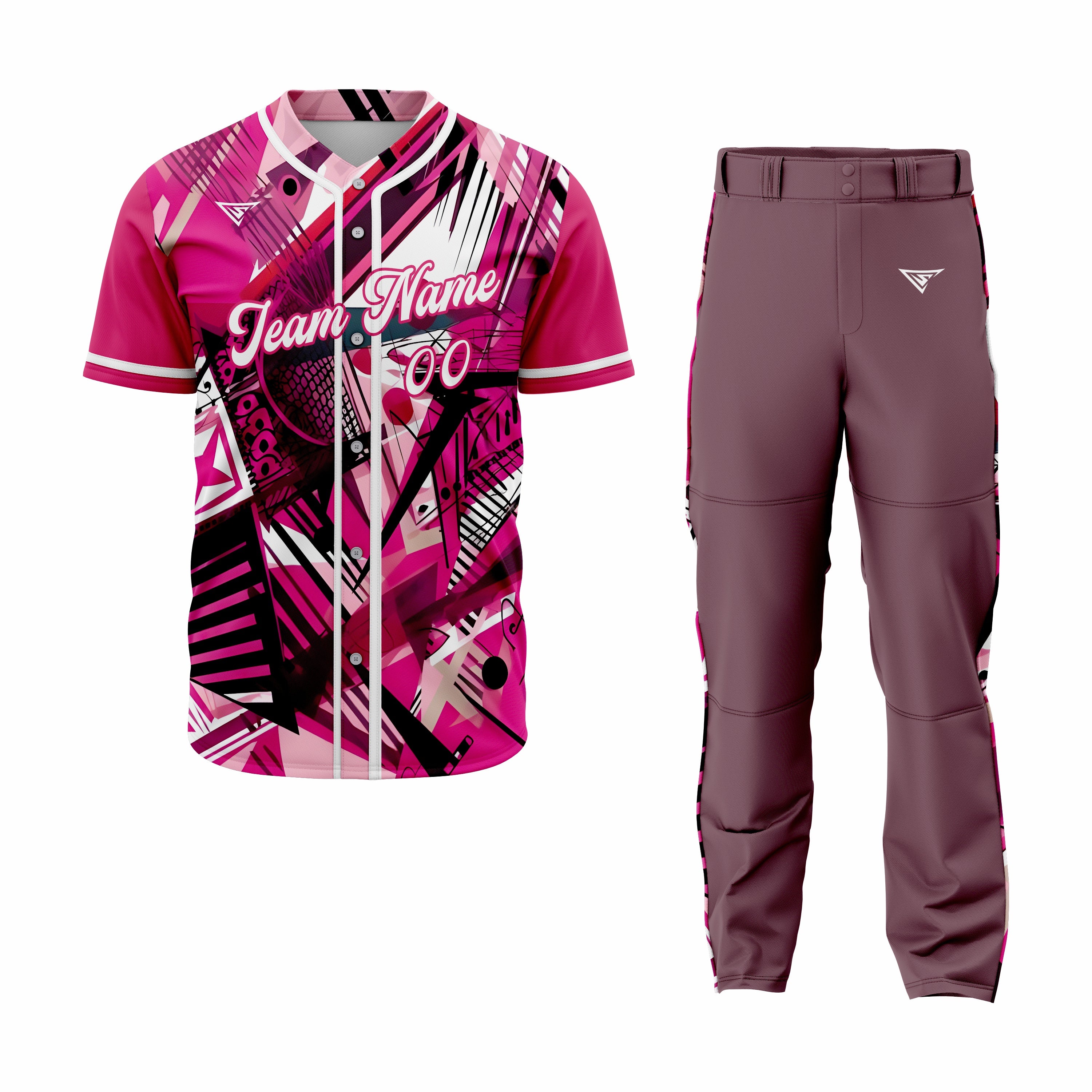 CUSTOM PINK MAROON BASEBALL UNIFORM