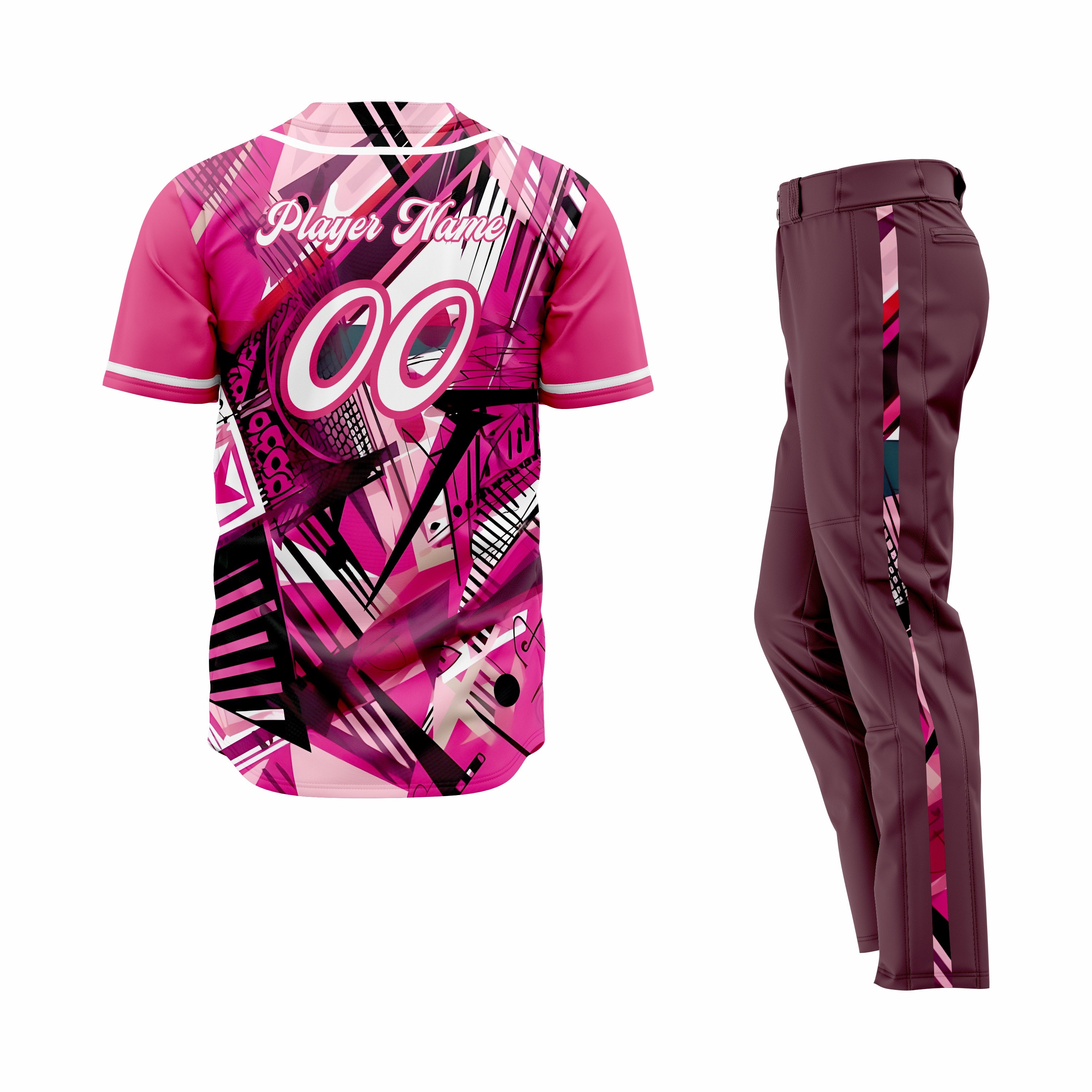 CUSTOM PINK MAROON BASEBALL UNIFORM