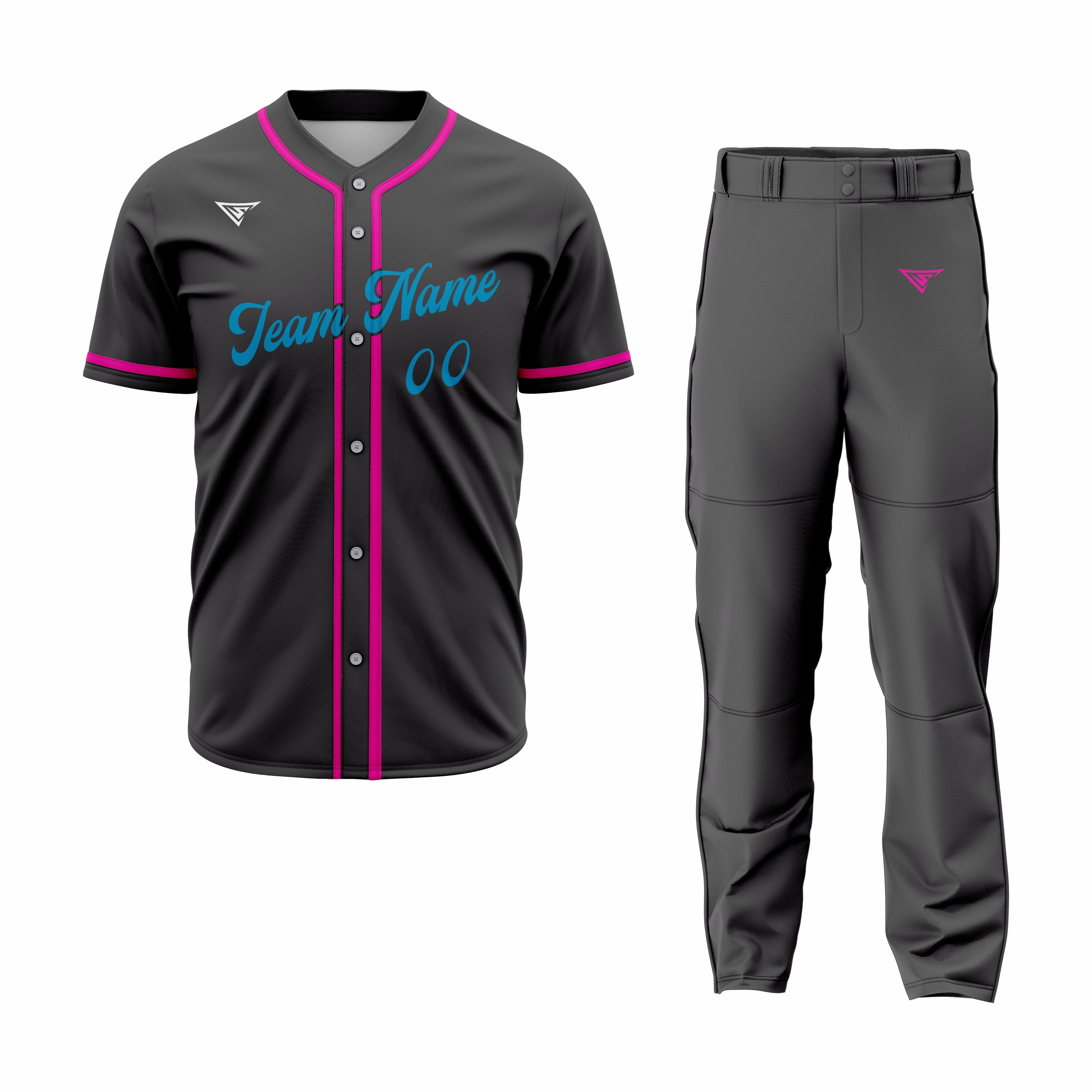 CUSTOM BLACK PINK BASEBALL UNIFORM