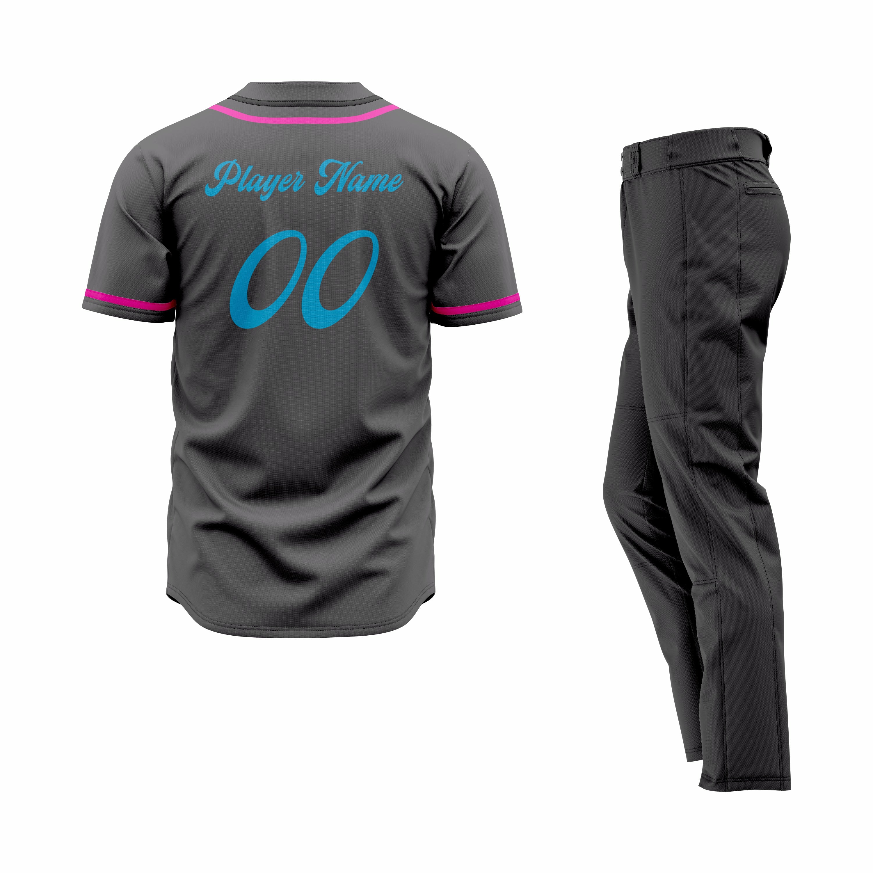 CUSTOM BLACK PINK BASEBALL UNIFORM