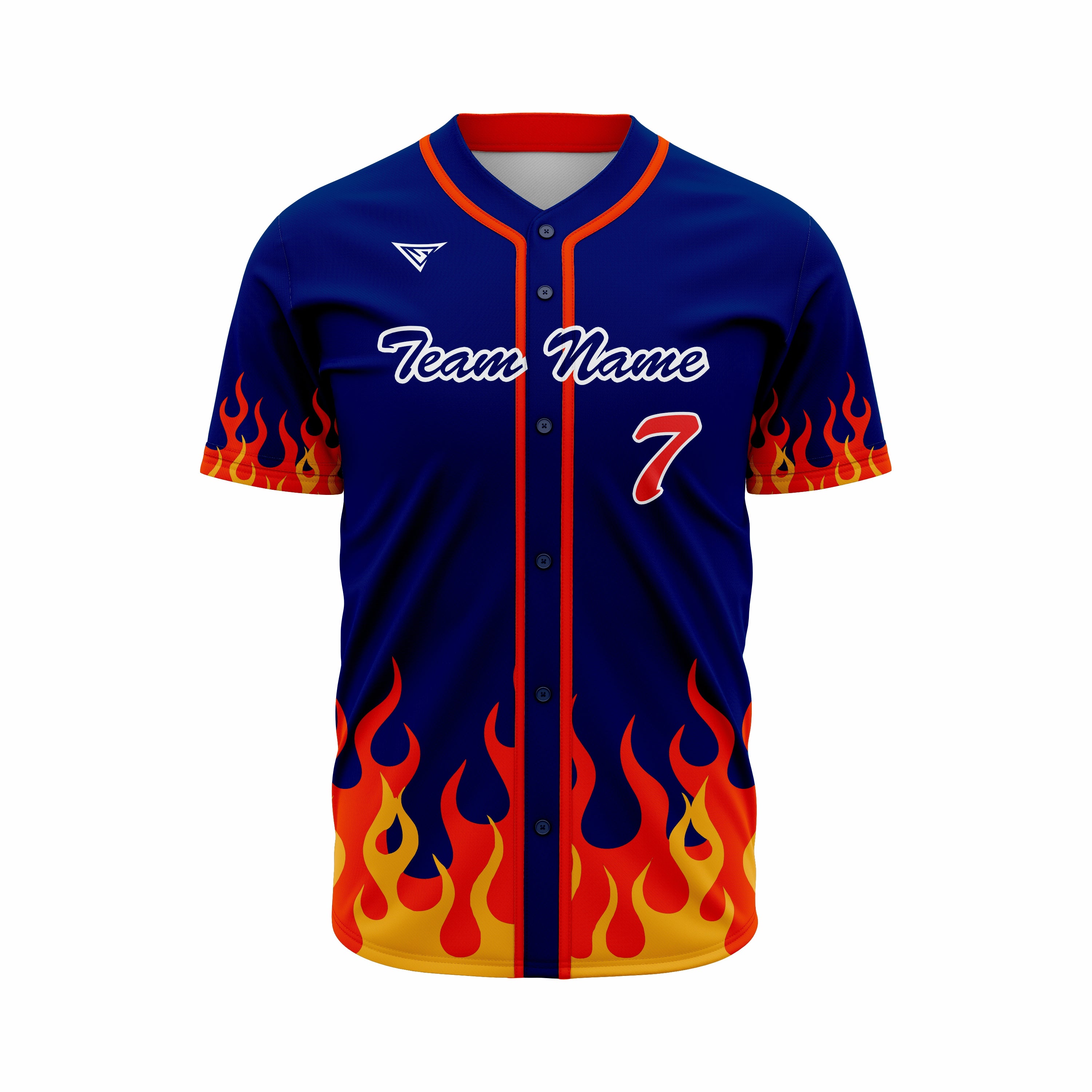 Custom Blue, Orange & Red Authentic Baseball full Buttons Jersey