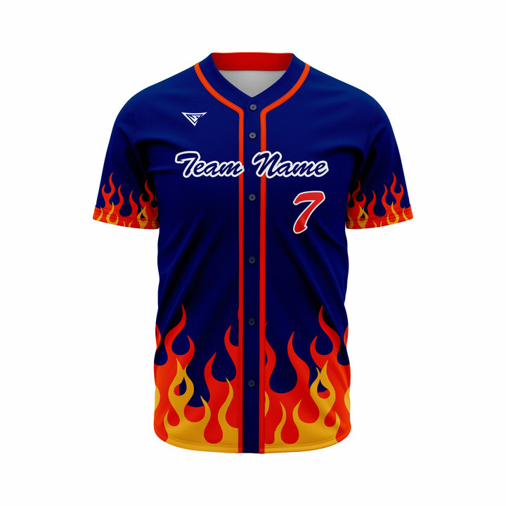 Custom Blue, Orange & Red Authentic Baseball full Buttons Jersey