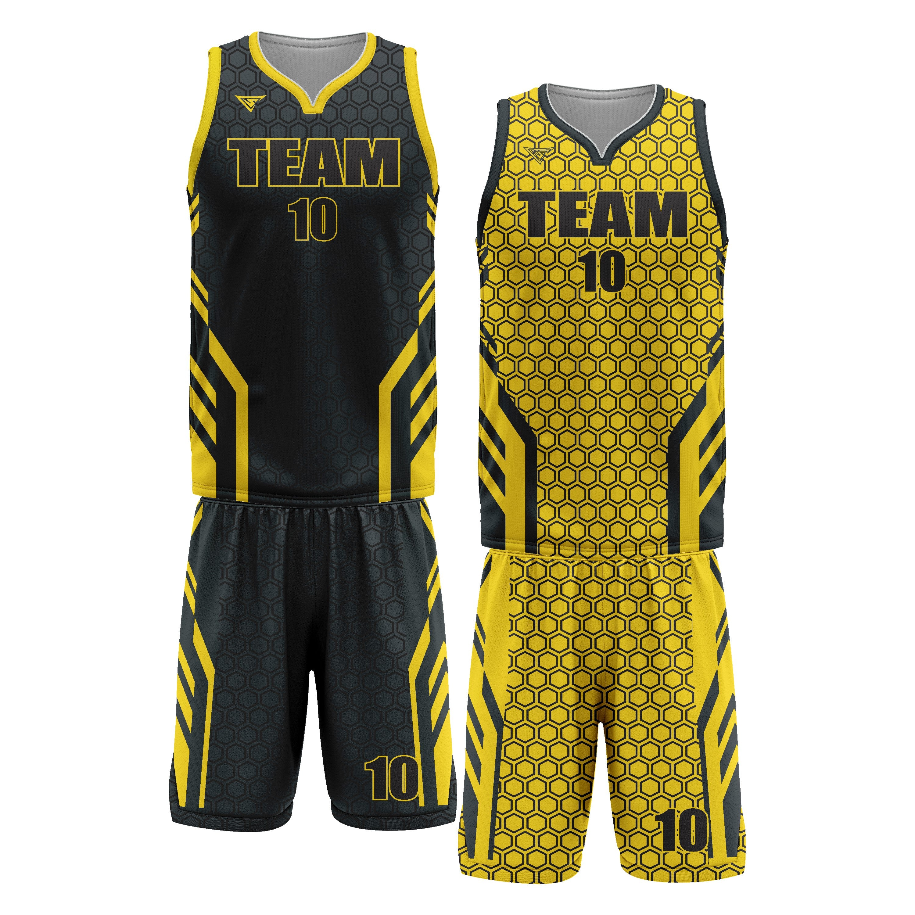 Custom Yallow Black Double Side Basketball Uniform Set | Sports Custom Uniform