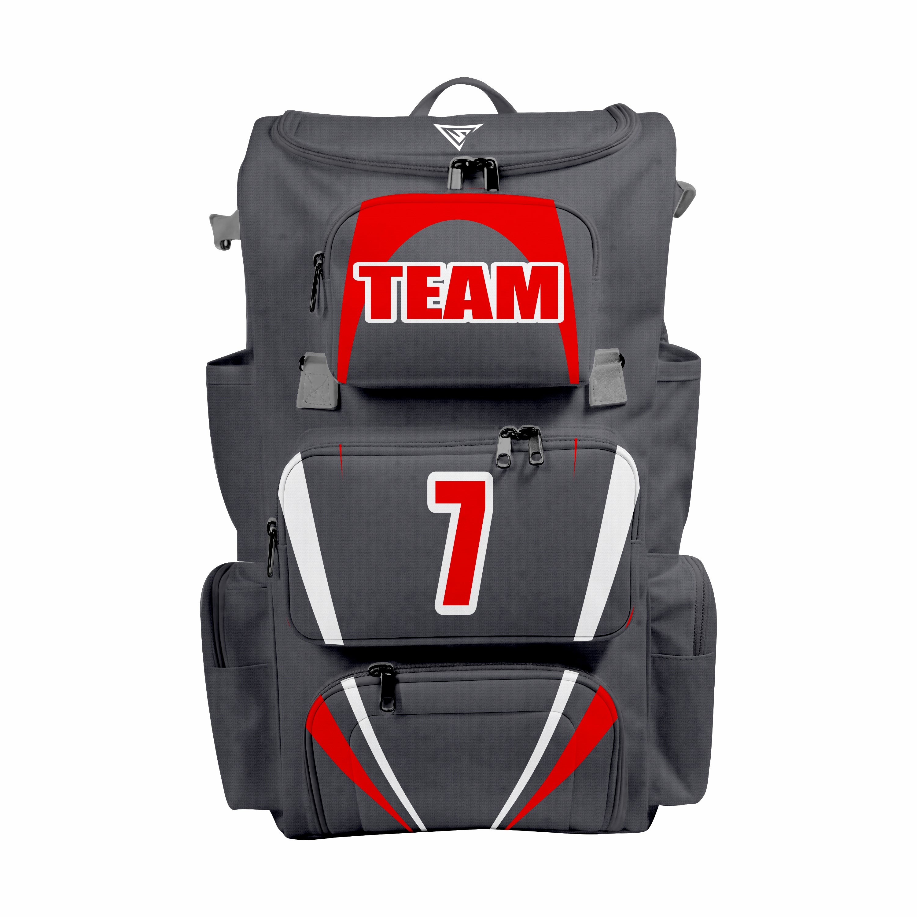 CUSTOM BLACK & RED ELITE BASEBALL/SOFTBALL BACKPACKS