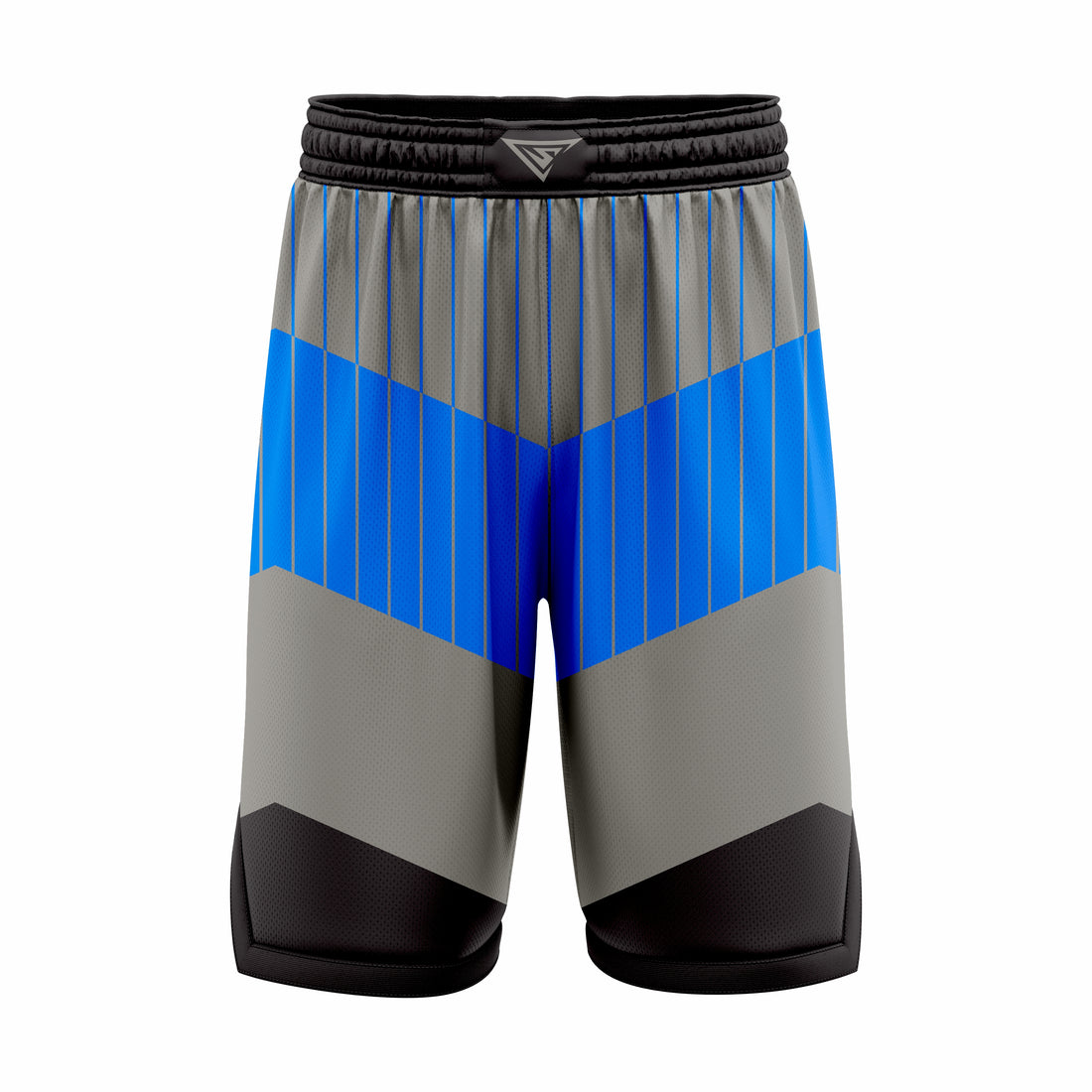 Custom Gray Black Blue Authentic Basketball Shorts