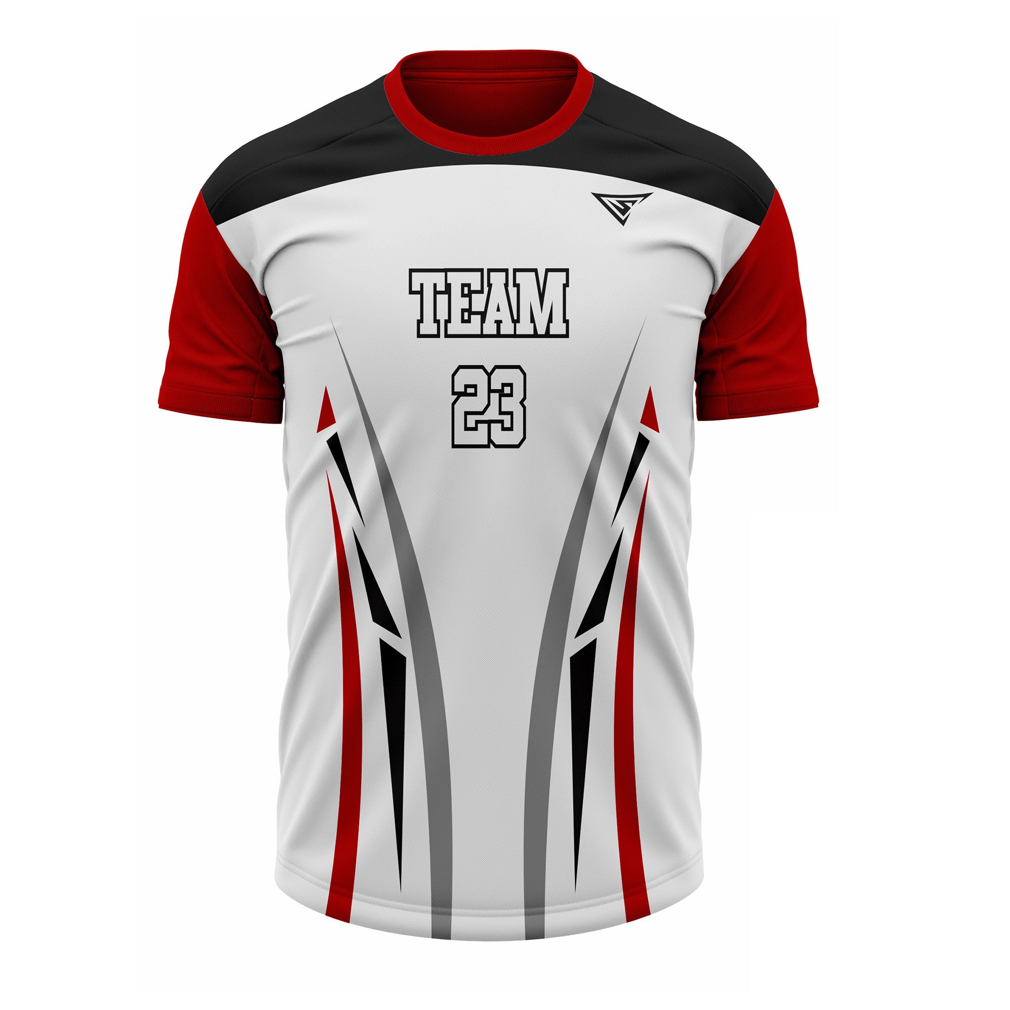 CUSTOM WHITE RED BLACK SOCCER JERSEY