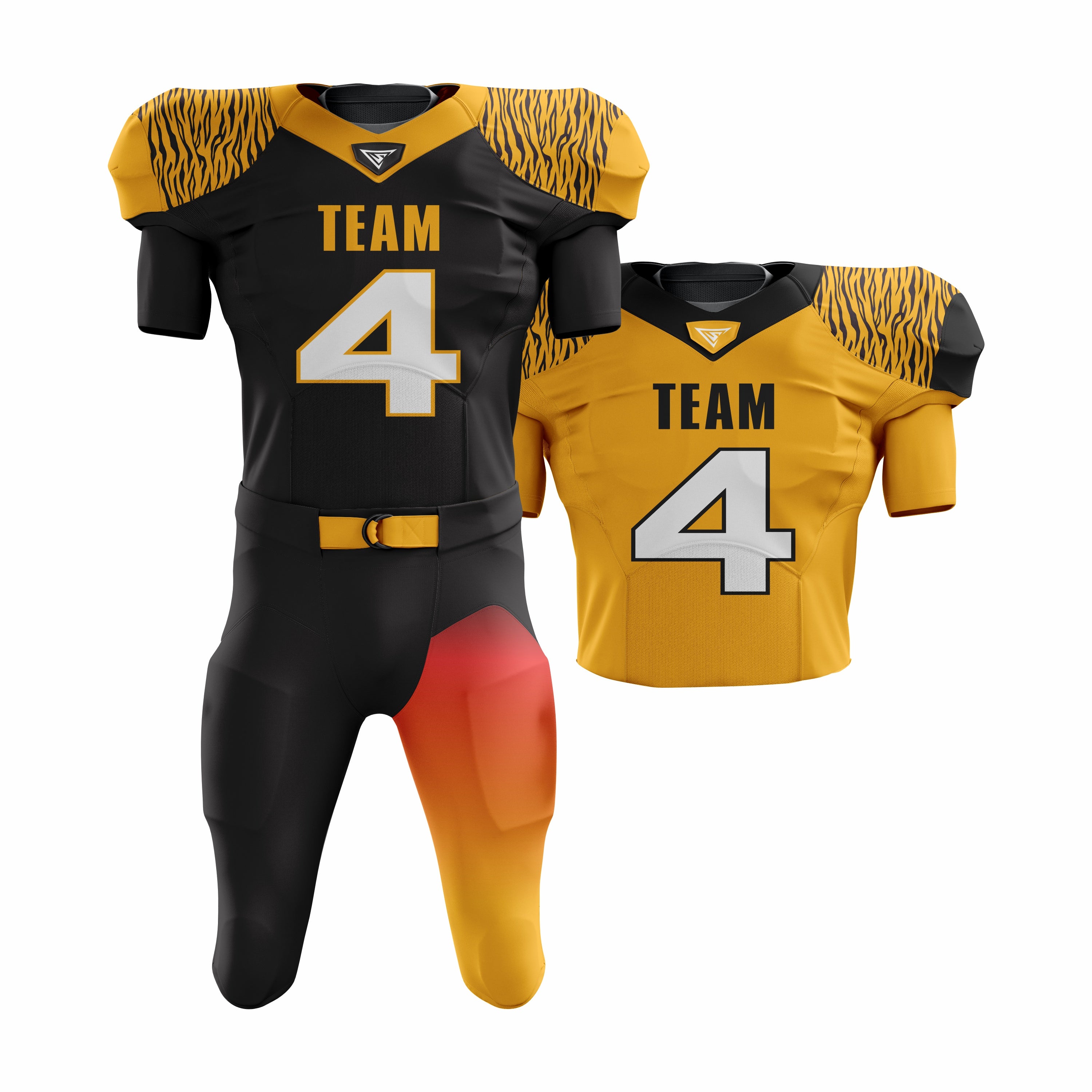 CUSTOM ORANGE, WHITE & BLACK AMERICAN FOOTBALL TEAM UNIFORM PACKAGE PRO