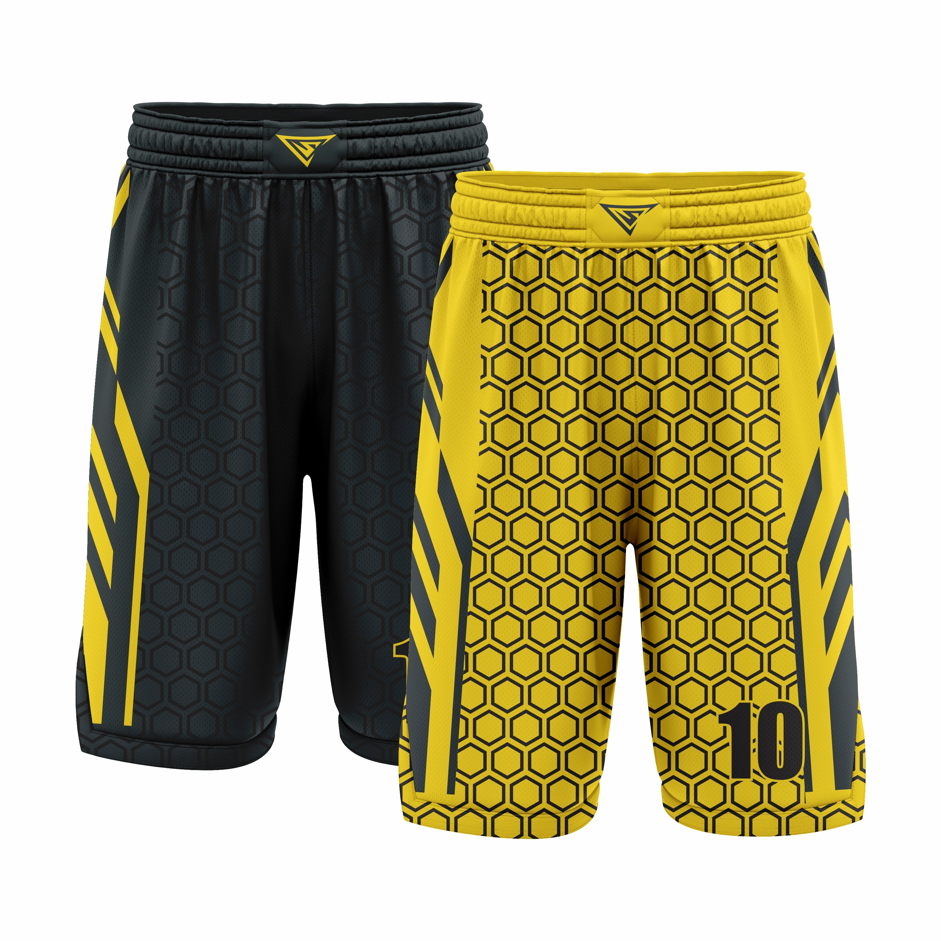 Custom Black & Yellow Reversible Double Side Sublimation Basketball Short