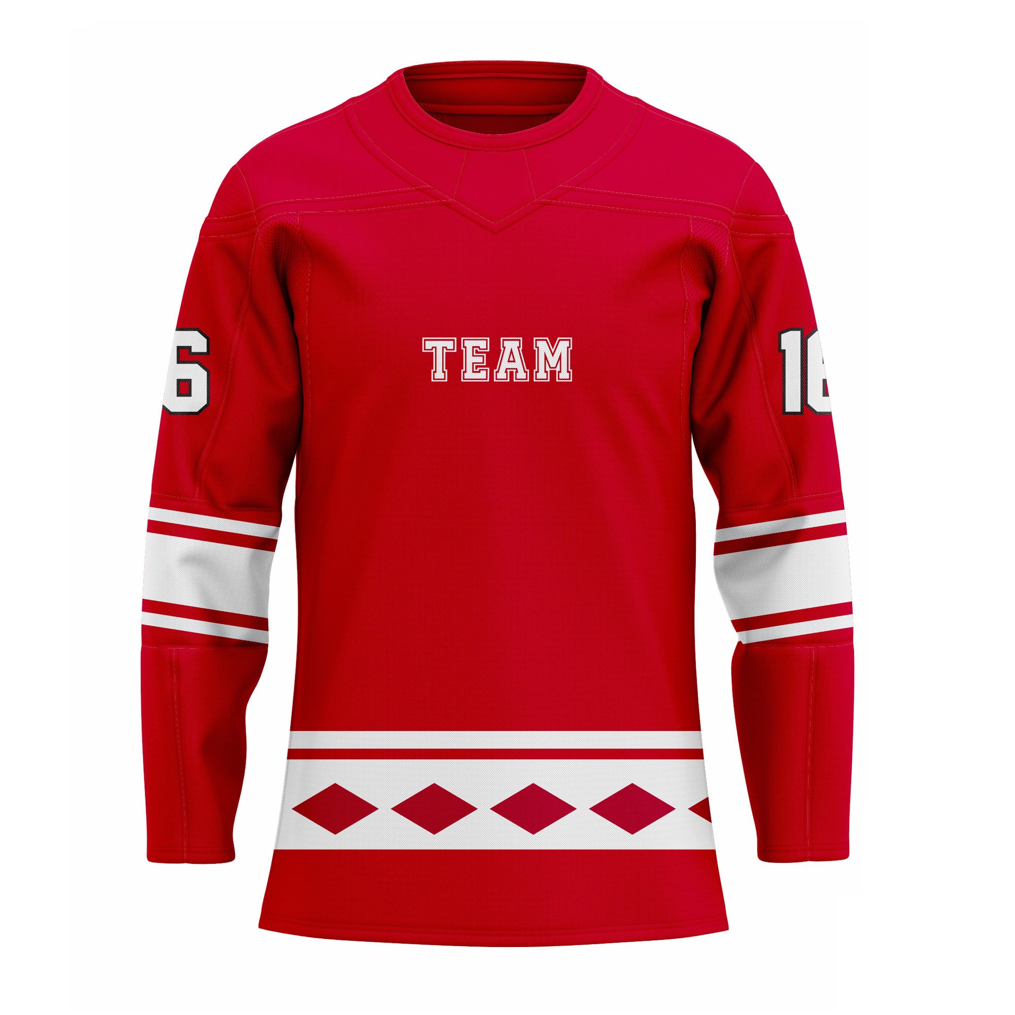 CUSTOM RED WHITE HOCKEY JERSEY