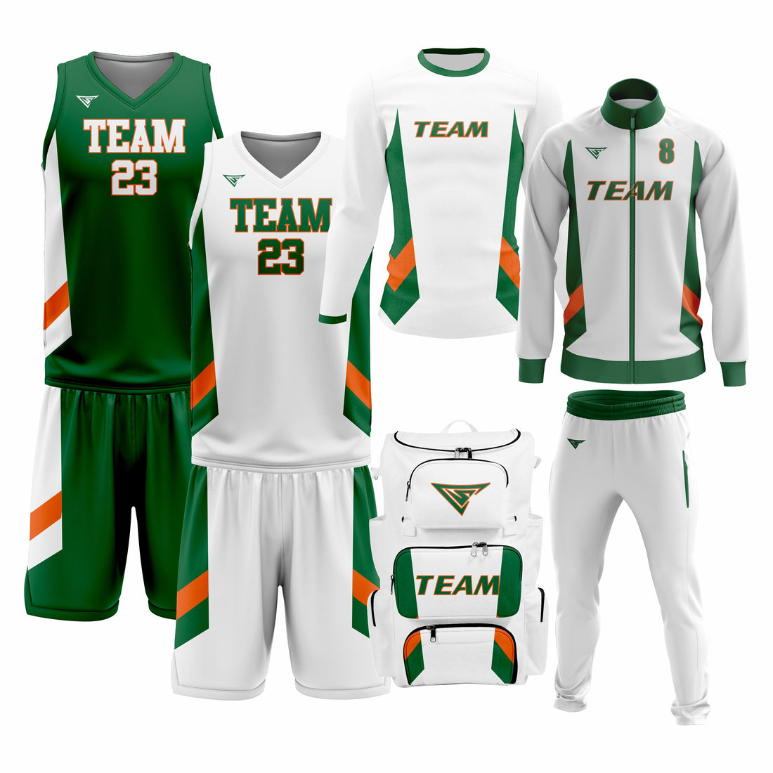 Custom Green White Basketball Team Uniform Package - MVP