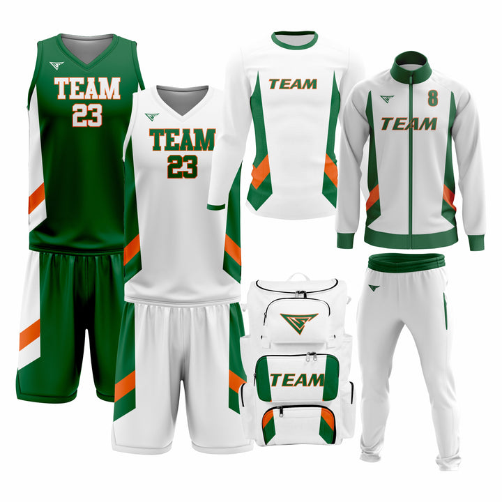Custom Green White Basketball Team Uniform Package - MVP
