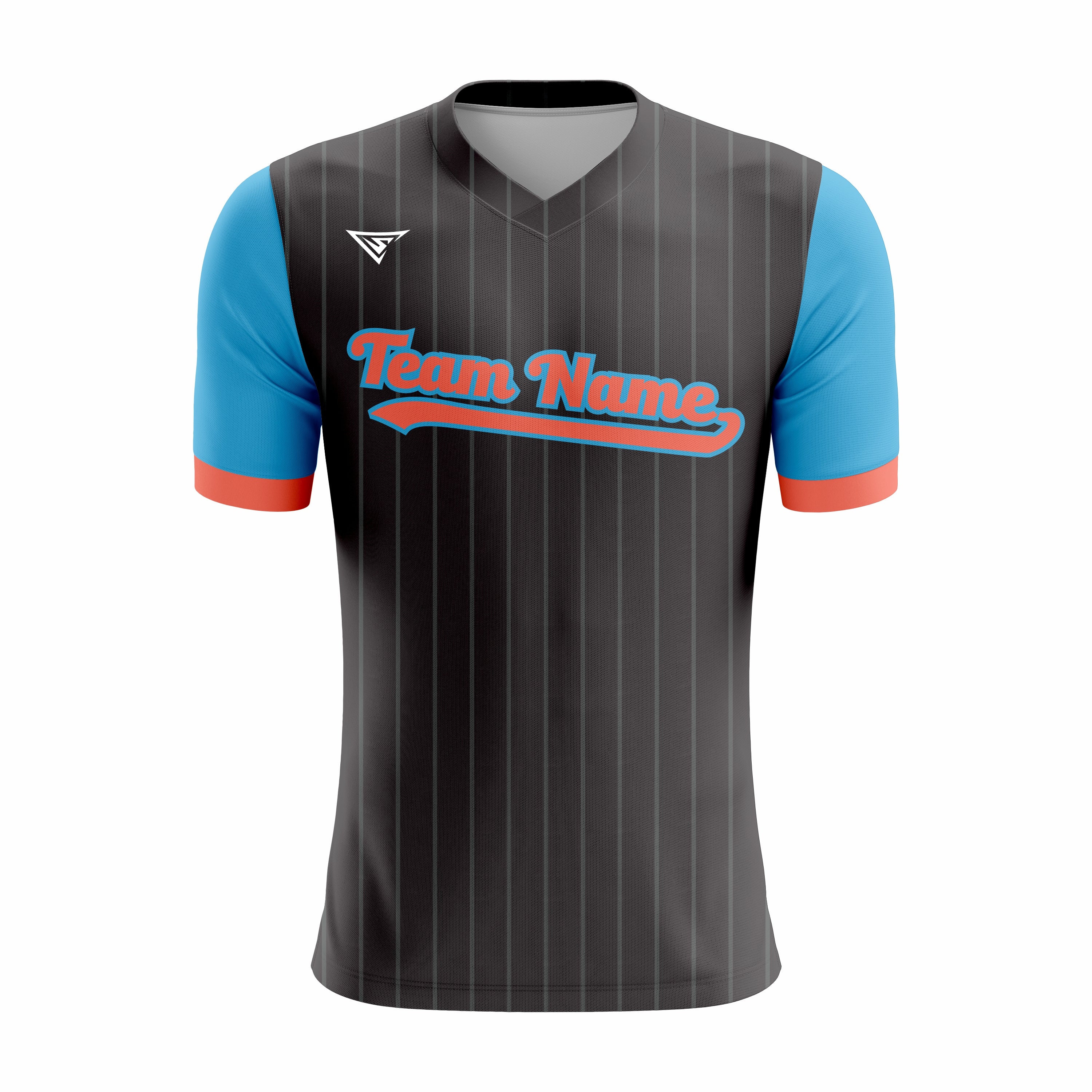 Custom Blue & Black V-Neck Softball Jerseys