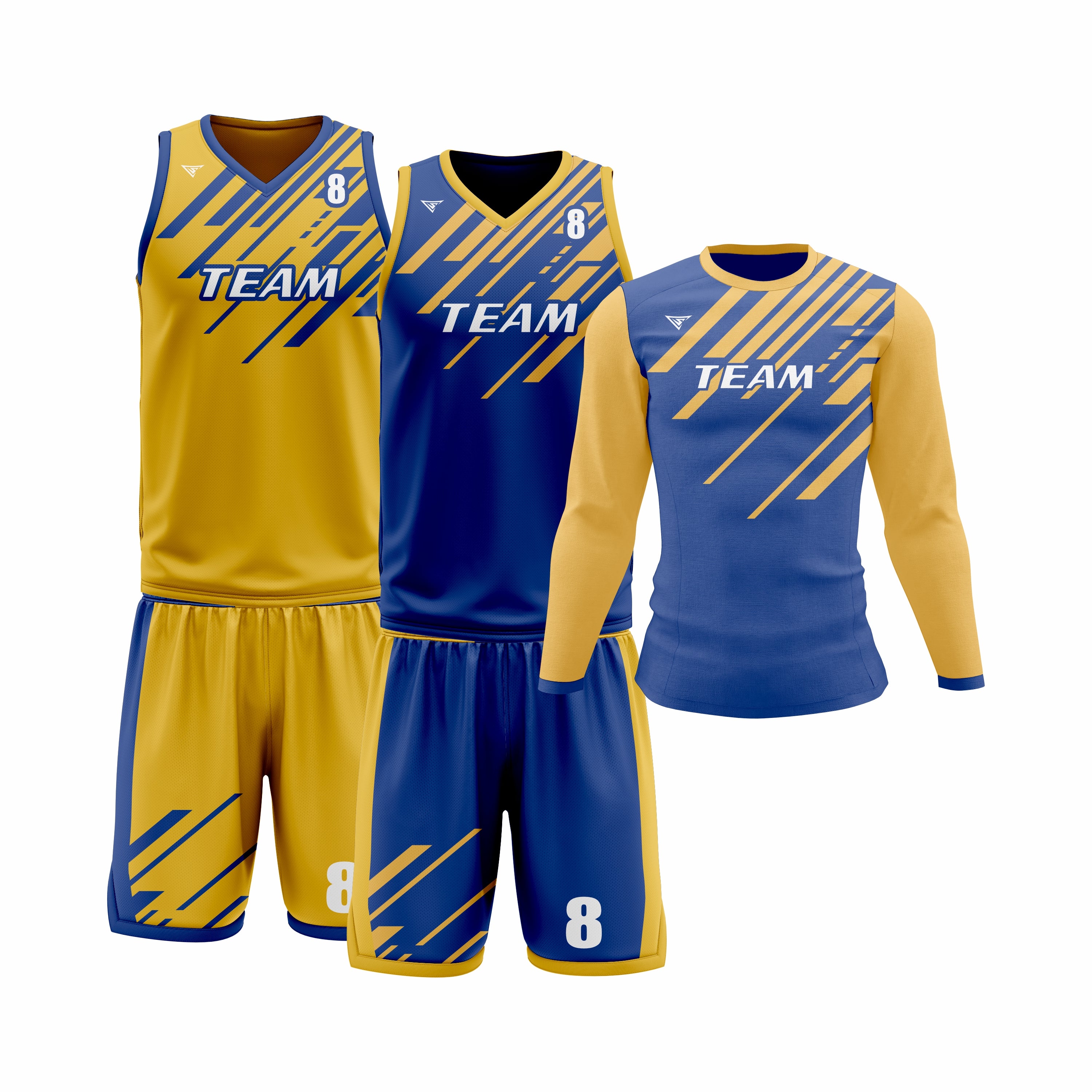 Custom Yellow Blue Basketball Team Uniform Package