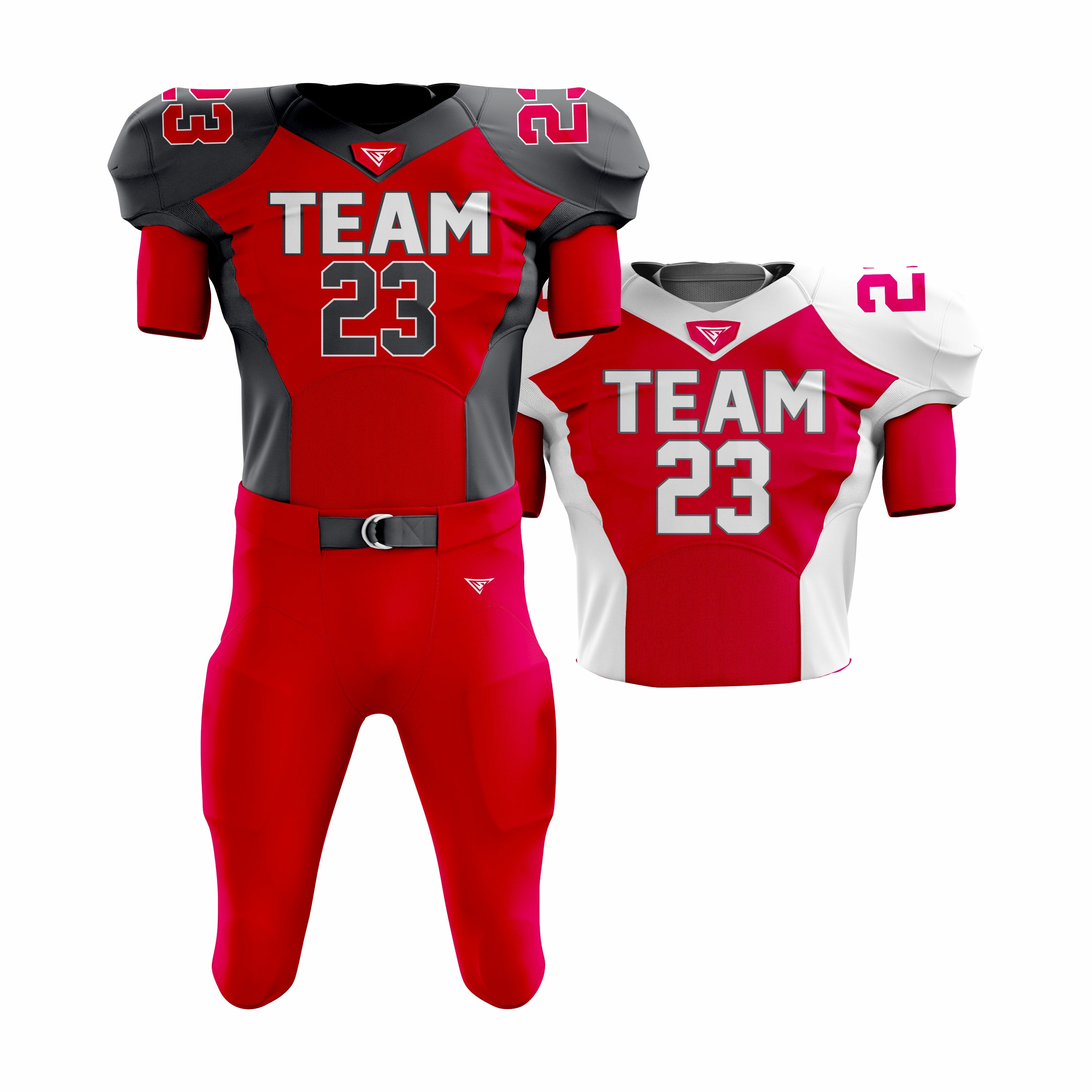 CUSTOM  RED & WHITE AMERICAN FOOTBALL TEAM UNIFORM PACKAGE PRO