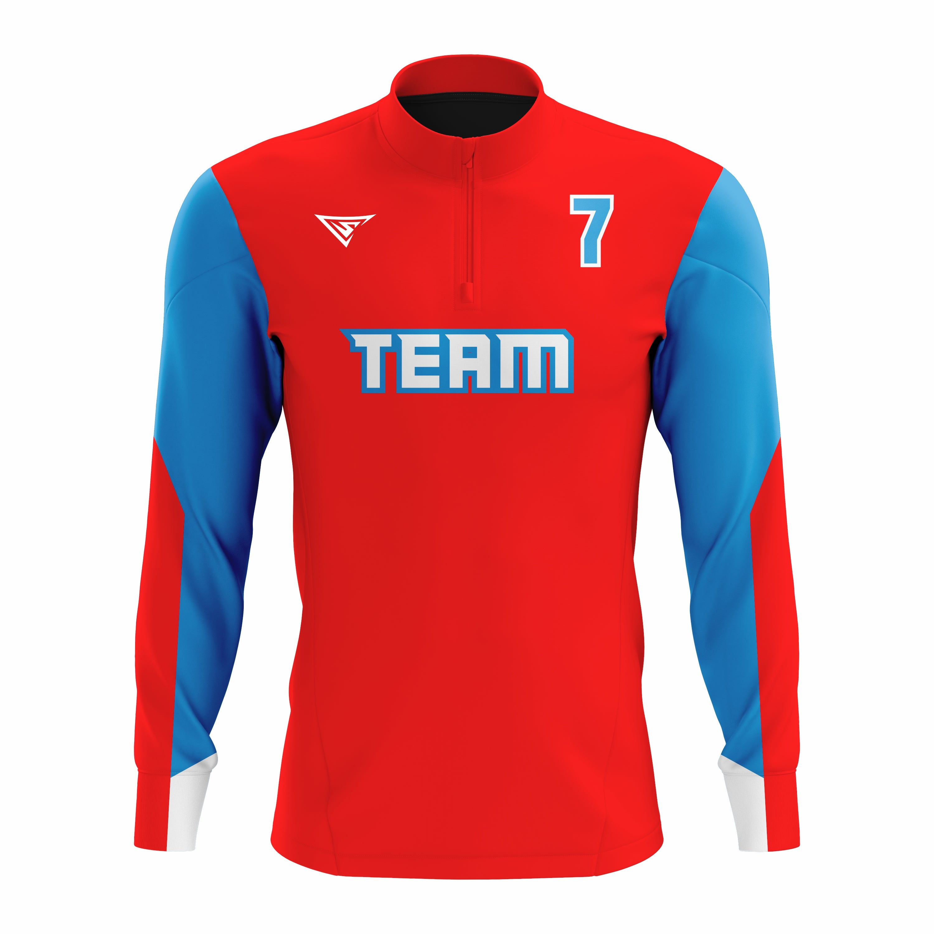 Custom Red, Blue & White ¼ ZIP LONG SLEEVE WARM UP SOFTBALL JACKET
