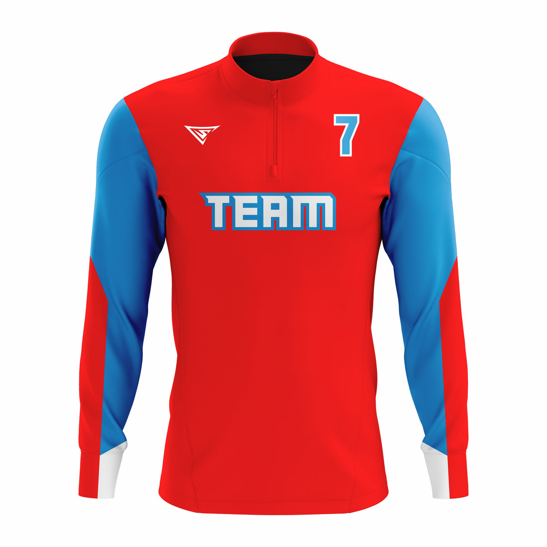 Custom Red, Blue & White ¼ ZIP LONG SLEEVE WARM UP SOFTBALL JACKET