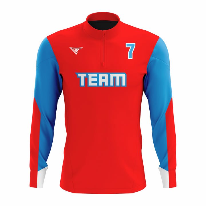 Custom Red, Blue & White ¼ ZIP LONG SLEEVE CAGE JACKET