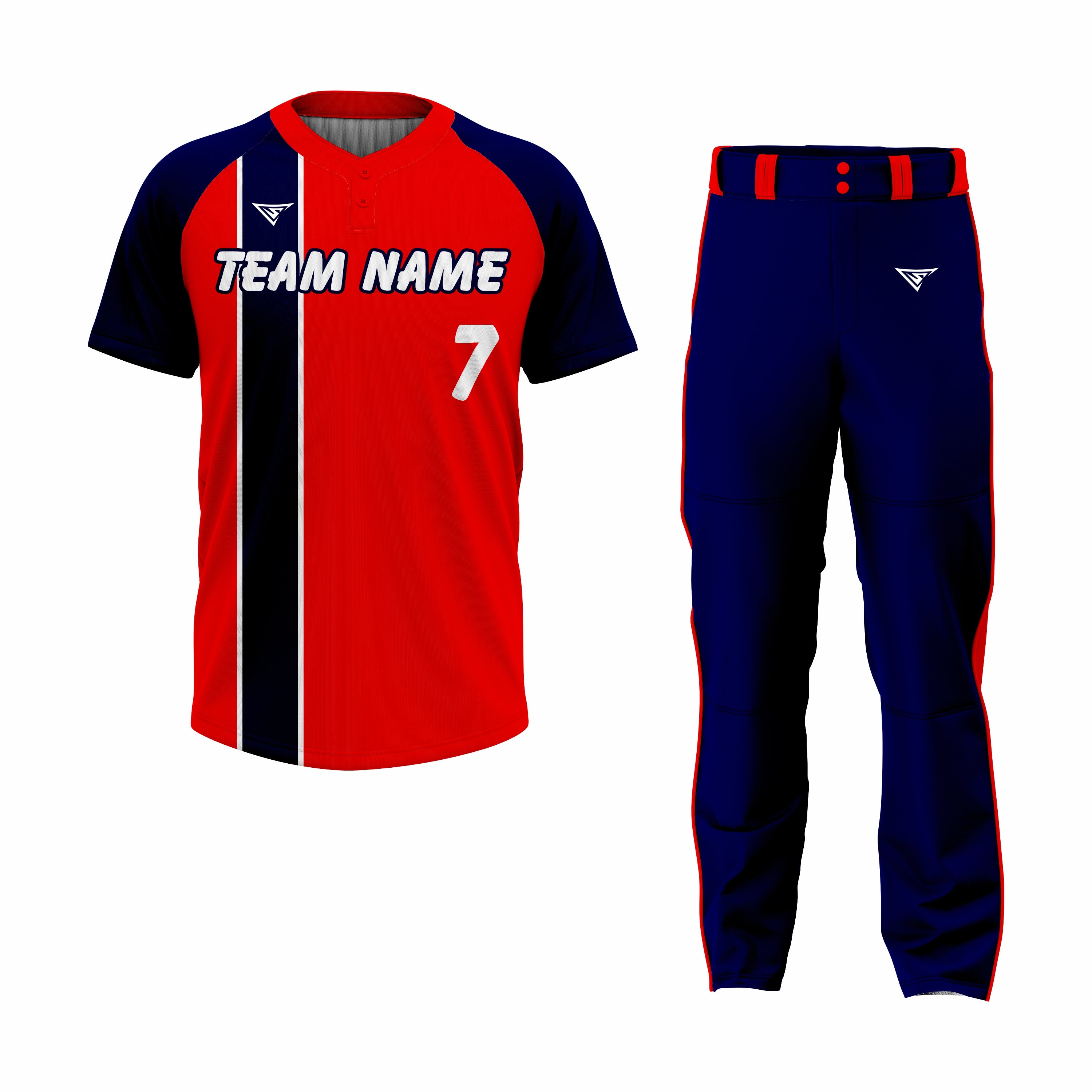 Custom Dark Blue & Red Authentic Softball Uniform