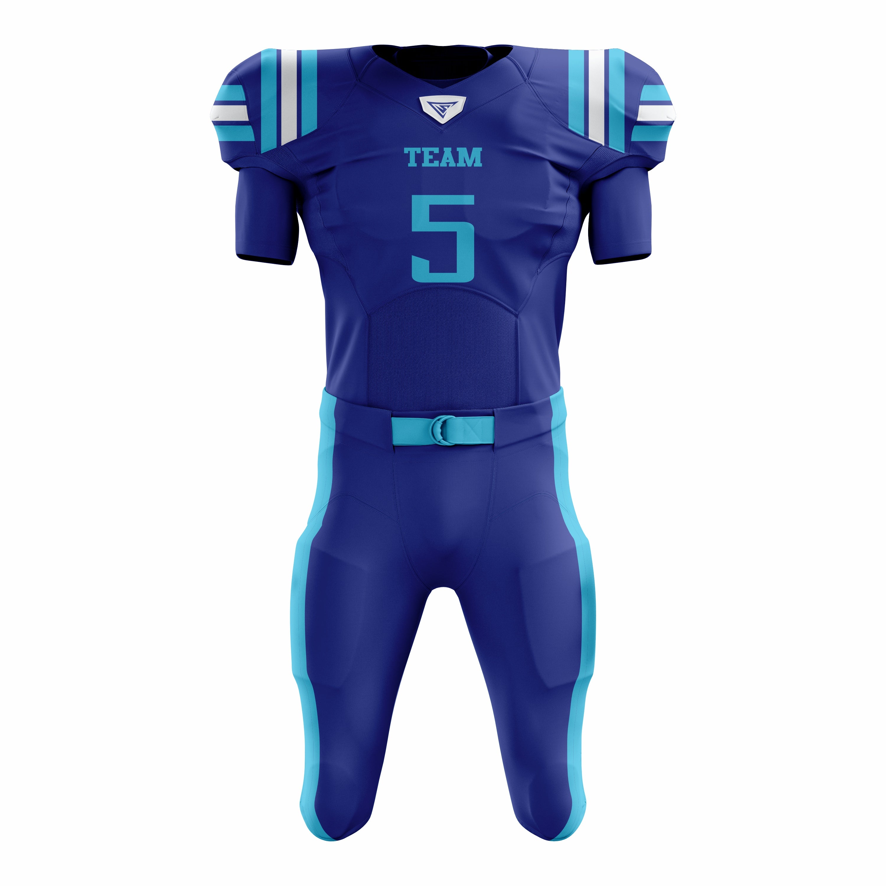 Custom Blue White American Football Uniforms with Integrated Pads