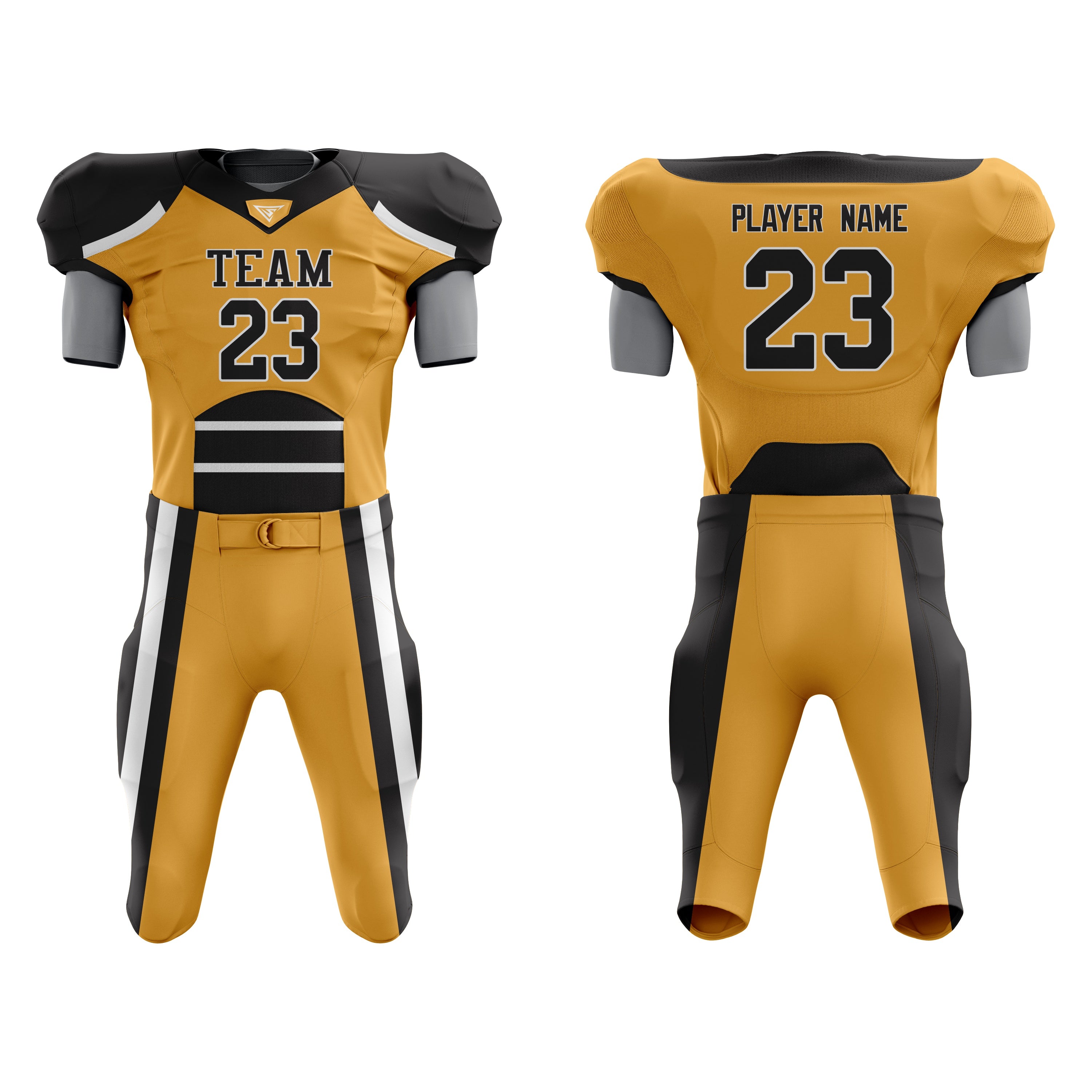 CUSTOM YELLOW BLACK AMERICAN FOOTBALL UNIFORM