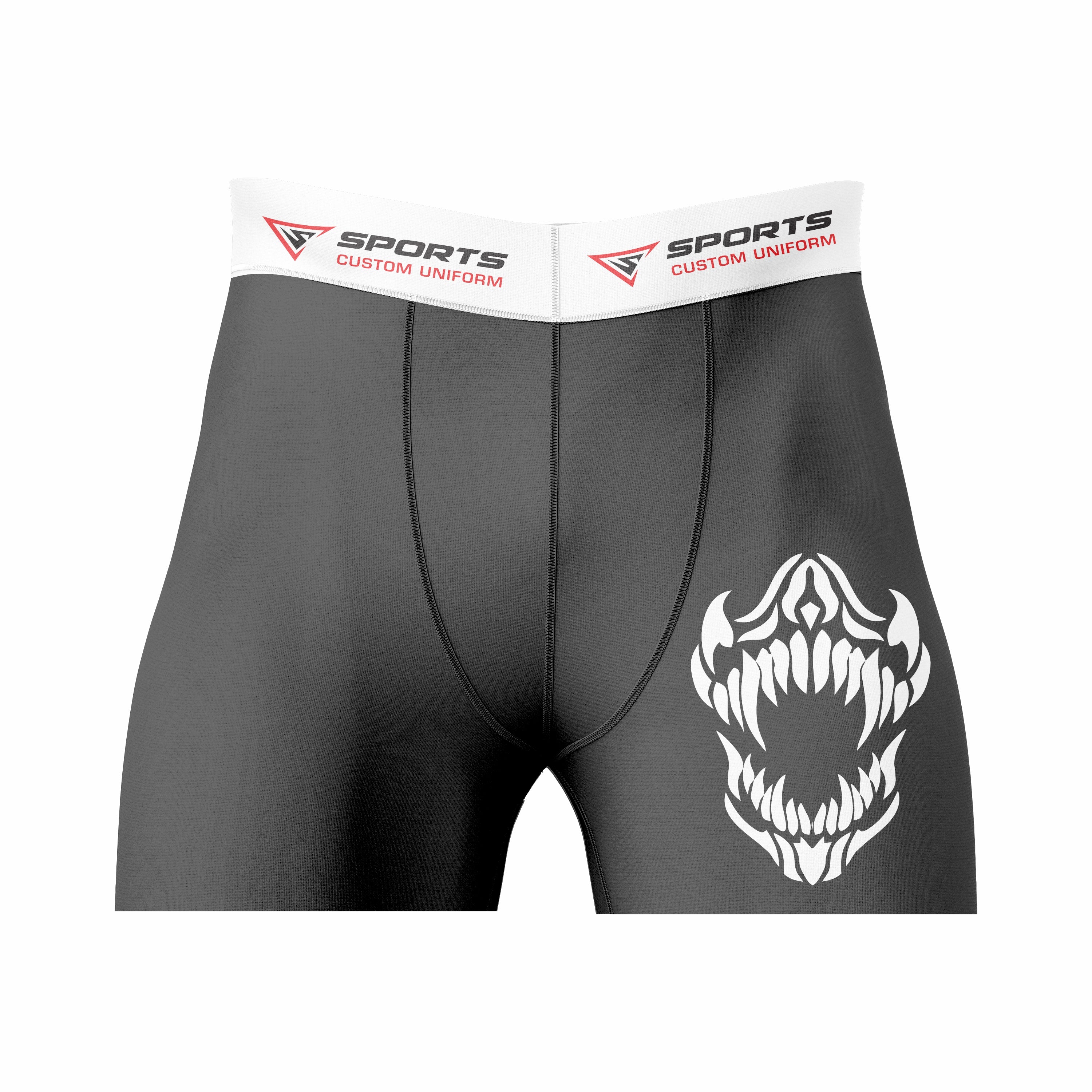Custom Black white Authentic Compression Short