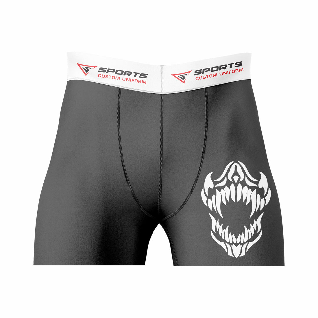 Custom Black white Authentic Compression Short