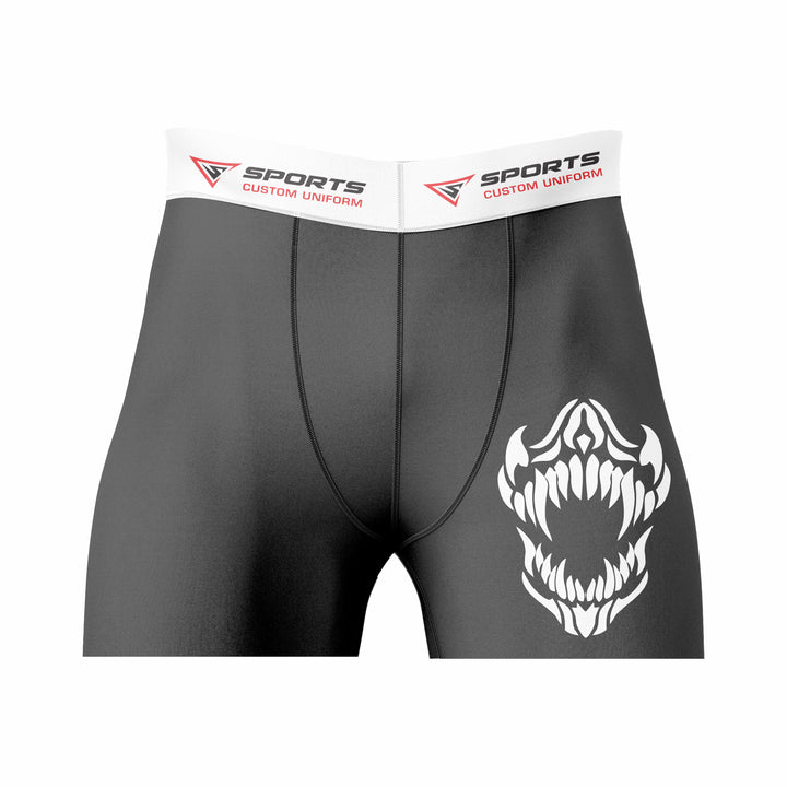 Custom Black white Authentic Compression Short
