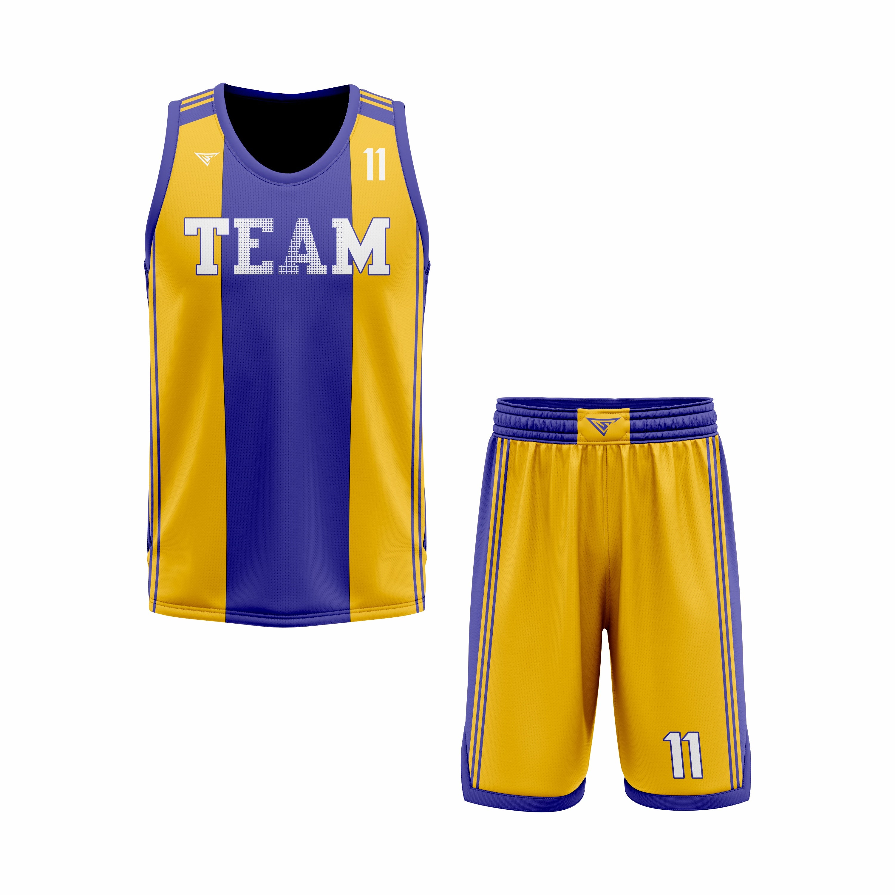 CUSTOM BLUE YELLOW BASKETBALL UNIFORM