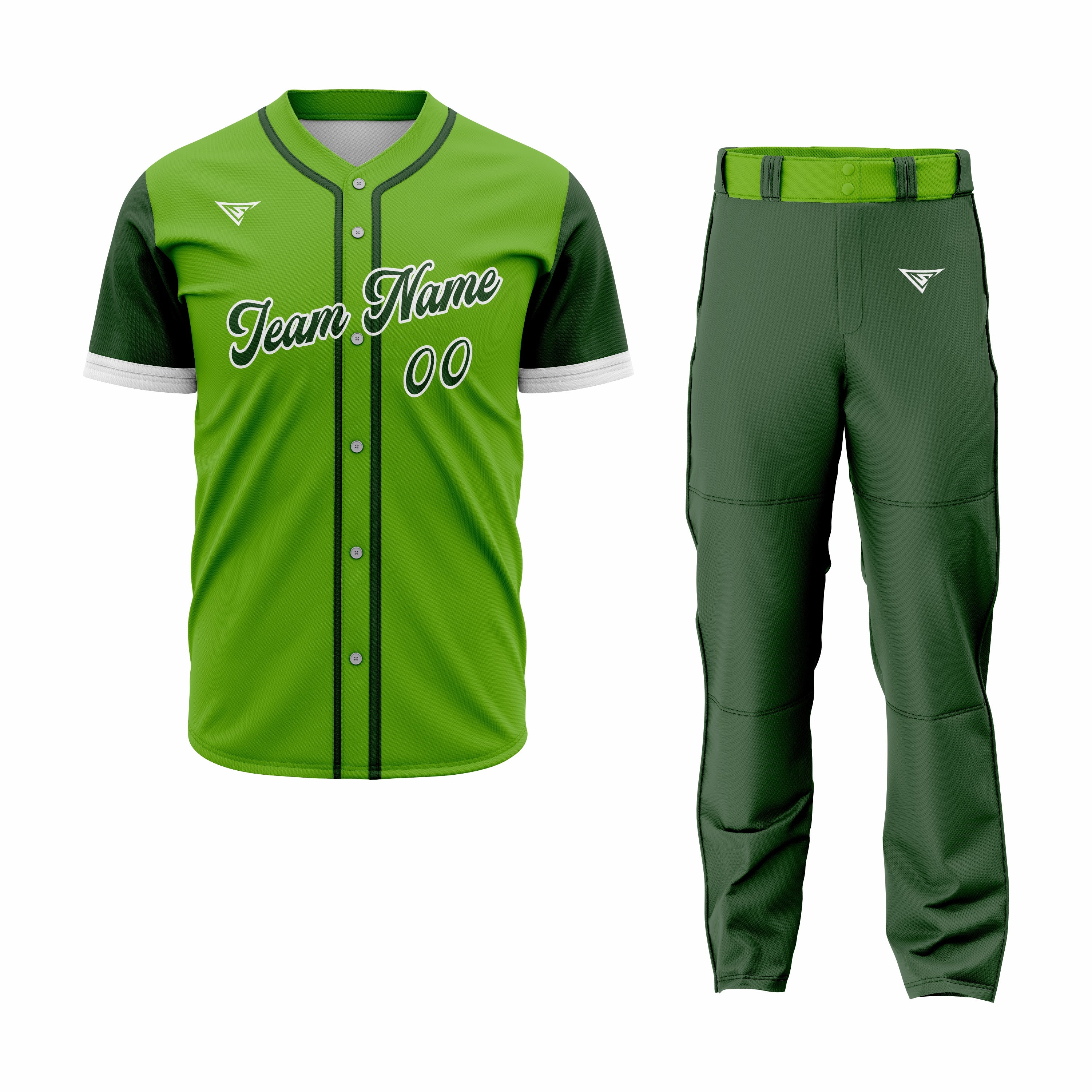 Custom Green & Black Authentic Baseball Uniform