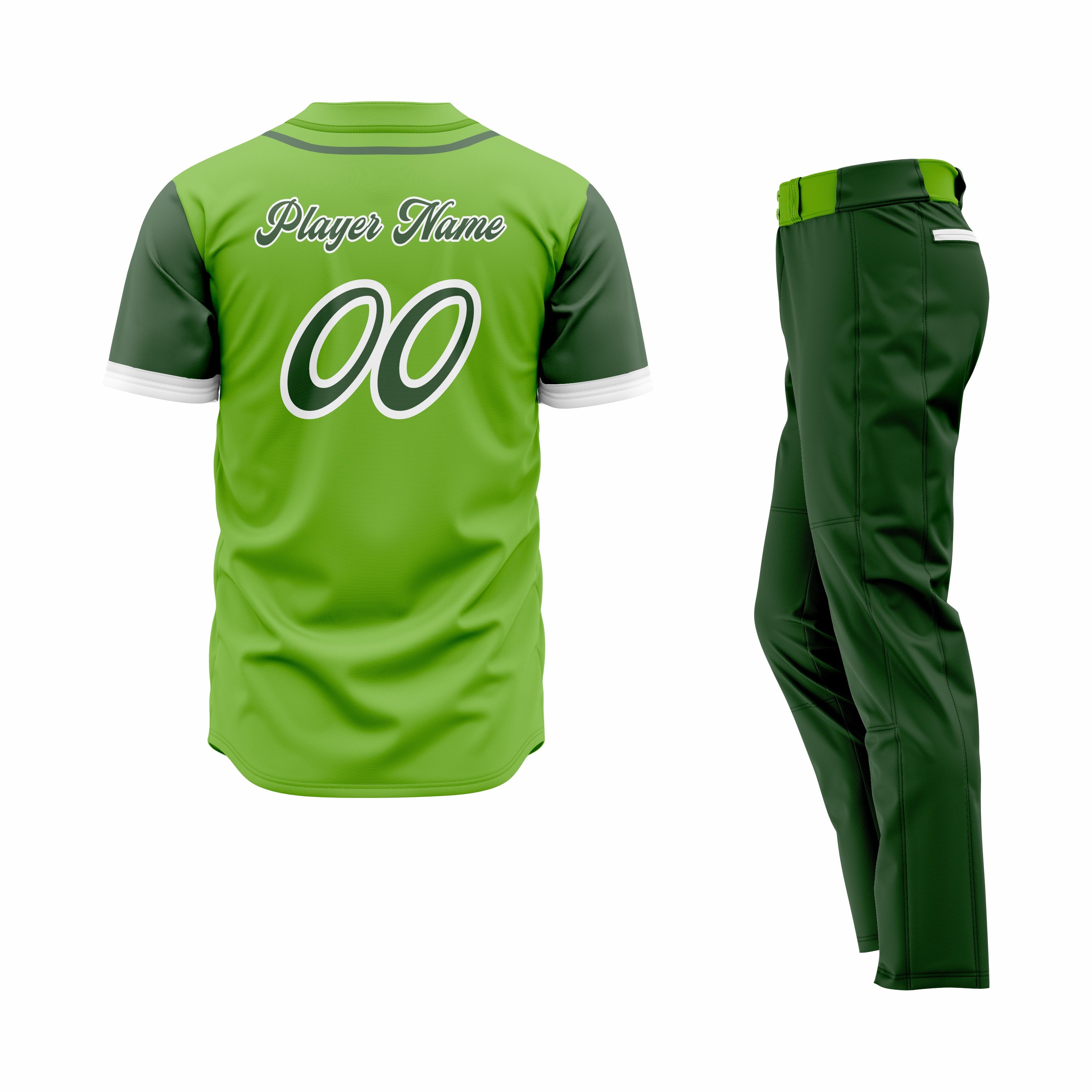 Custom Green & Black Authentic Baseball Uniform