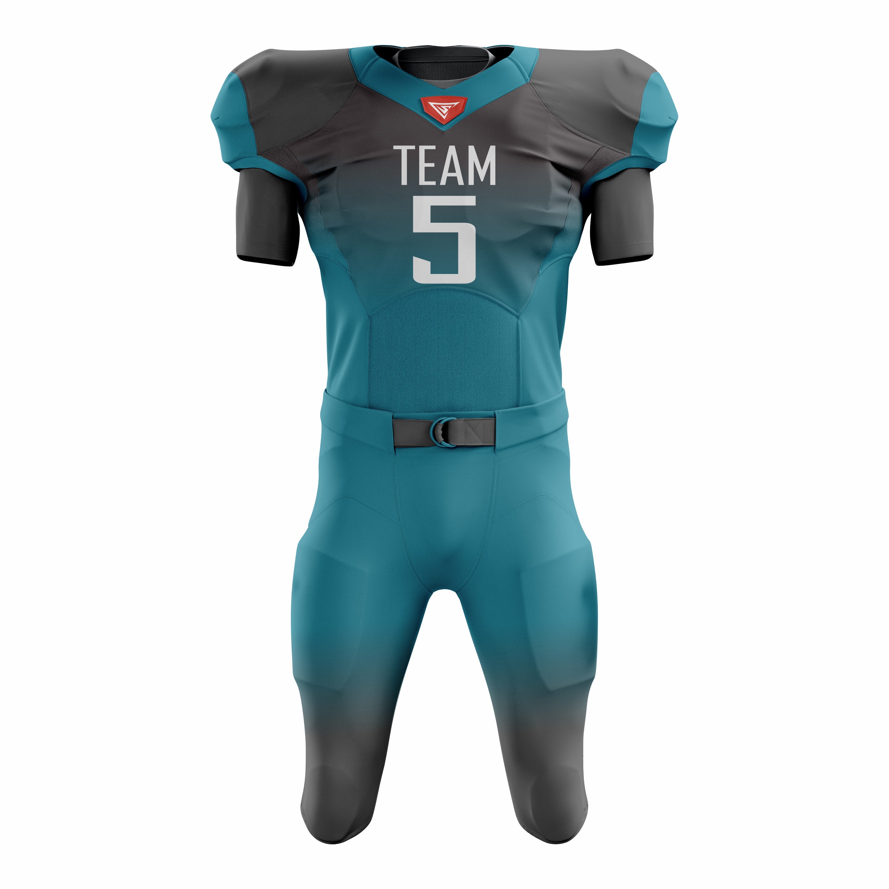 Custom Black Teal American Football Uniforms with Integrated Pads