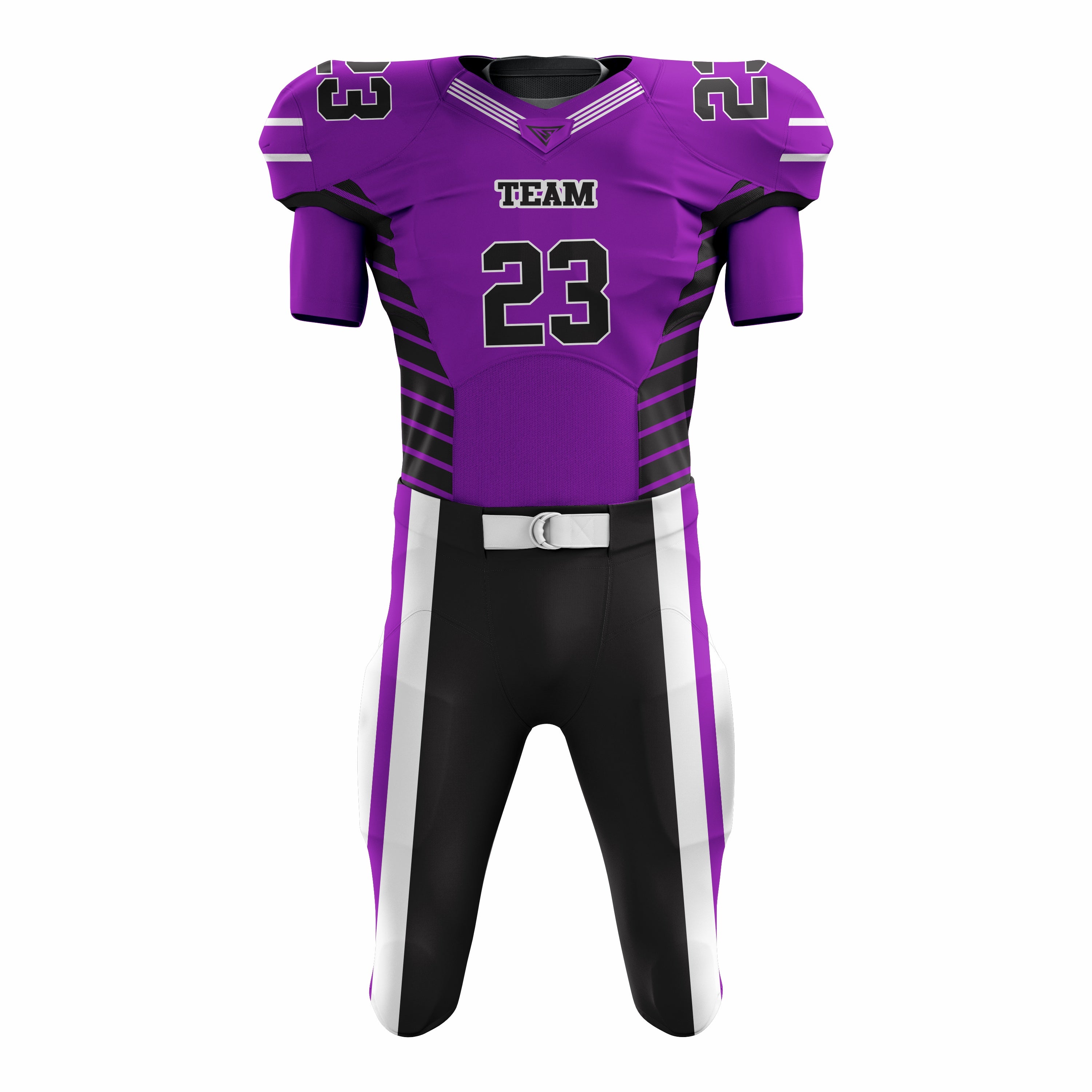 Custom Purple Black American Football Uniforms with Integrated Pads